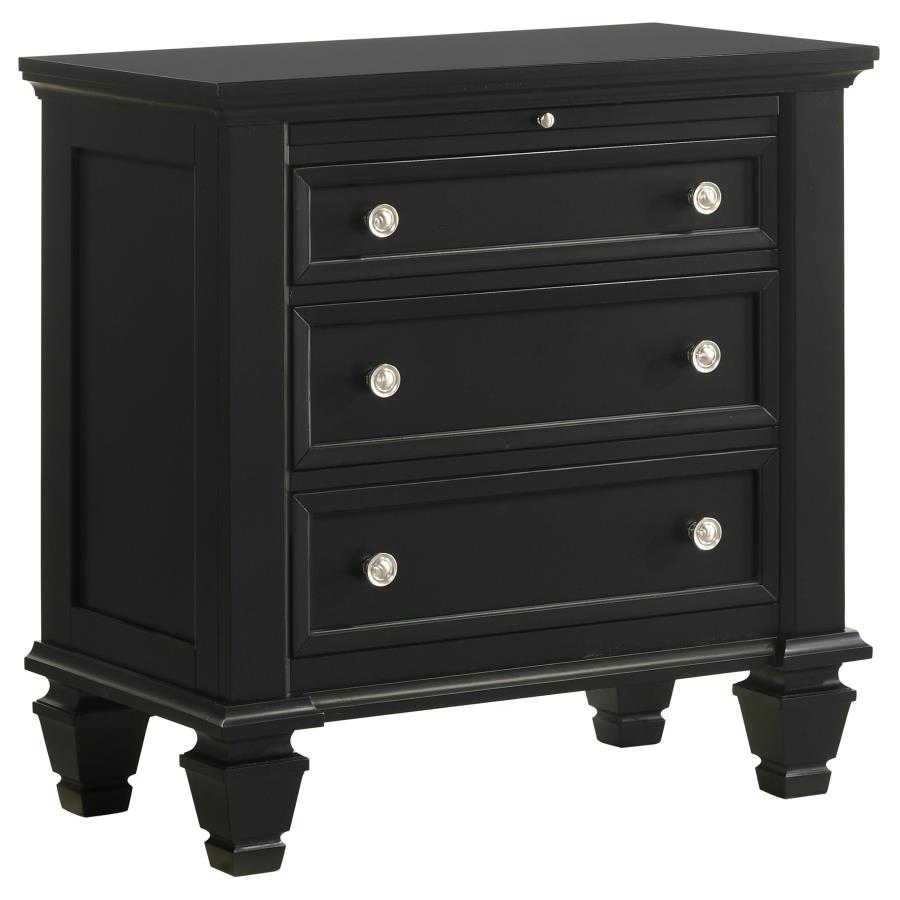 Sandy Beach Wood Nightstand w/3 Drawers