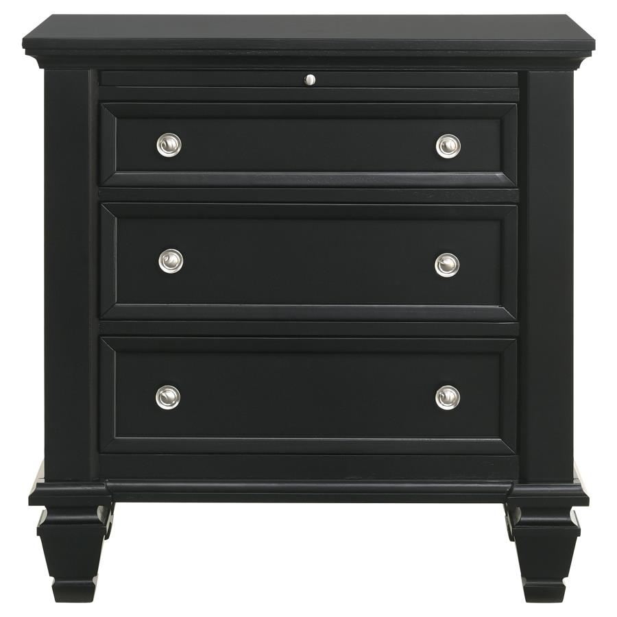 Sandy Beach Wood Nightstand w/3 Drawers