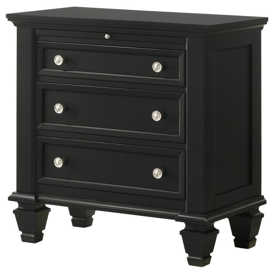 Sandy Beach Wood Nightstand w/3 Drawers