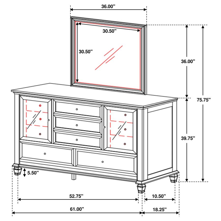 Sandy Beach Wood Dresser w/11 Drawers