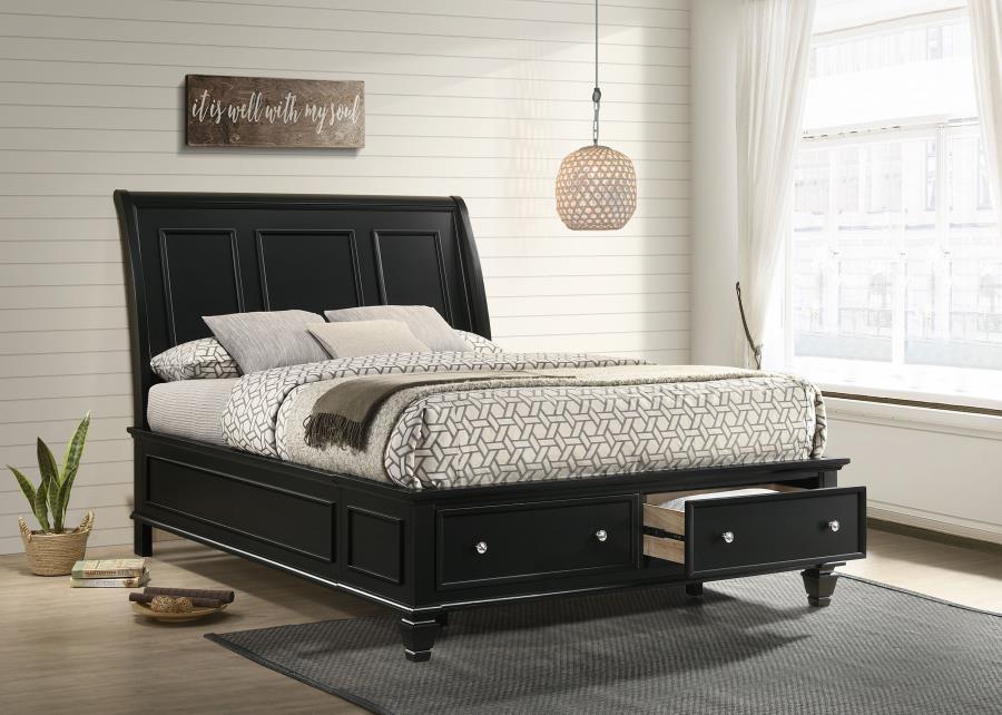 Sandy Beach Wood Storage Sleigh Bed