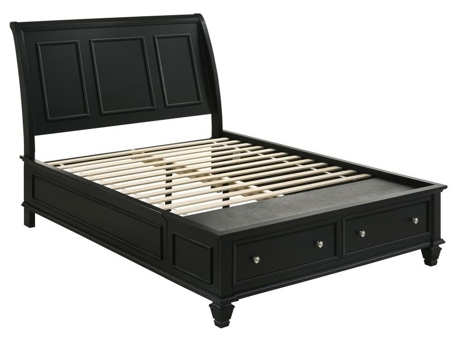 Sandy Beach Wood Storage Sleigh Bed