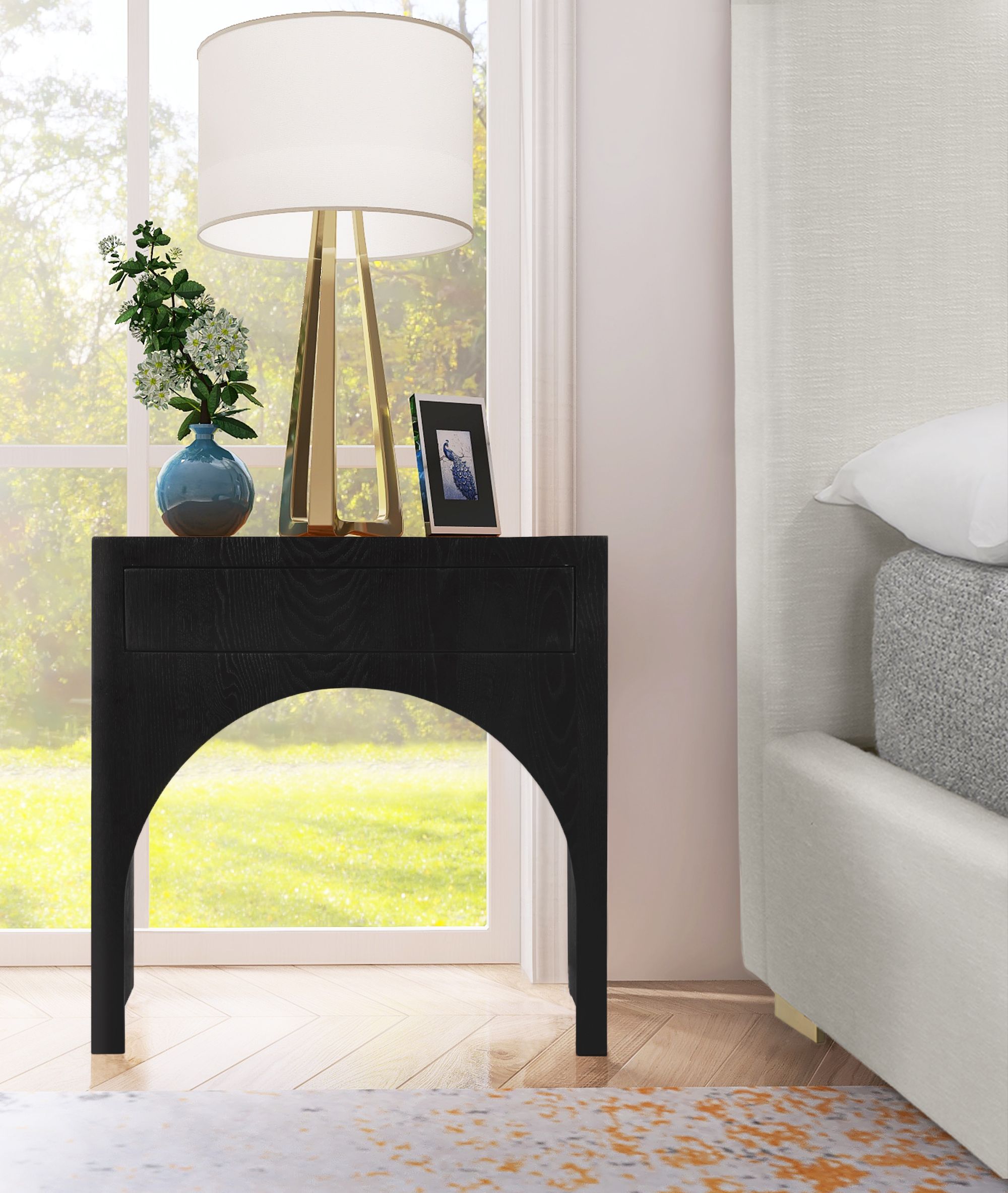 June 1-Drawer Solid Wood Nightstand