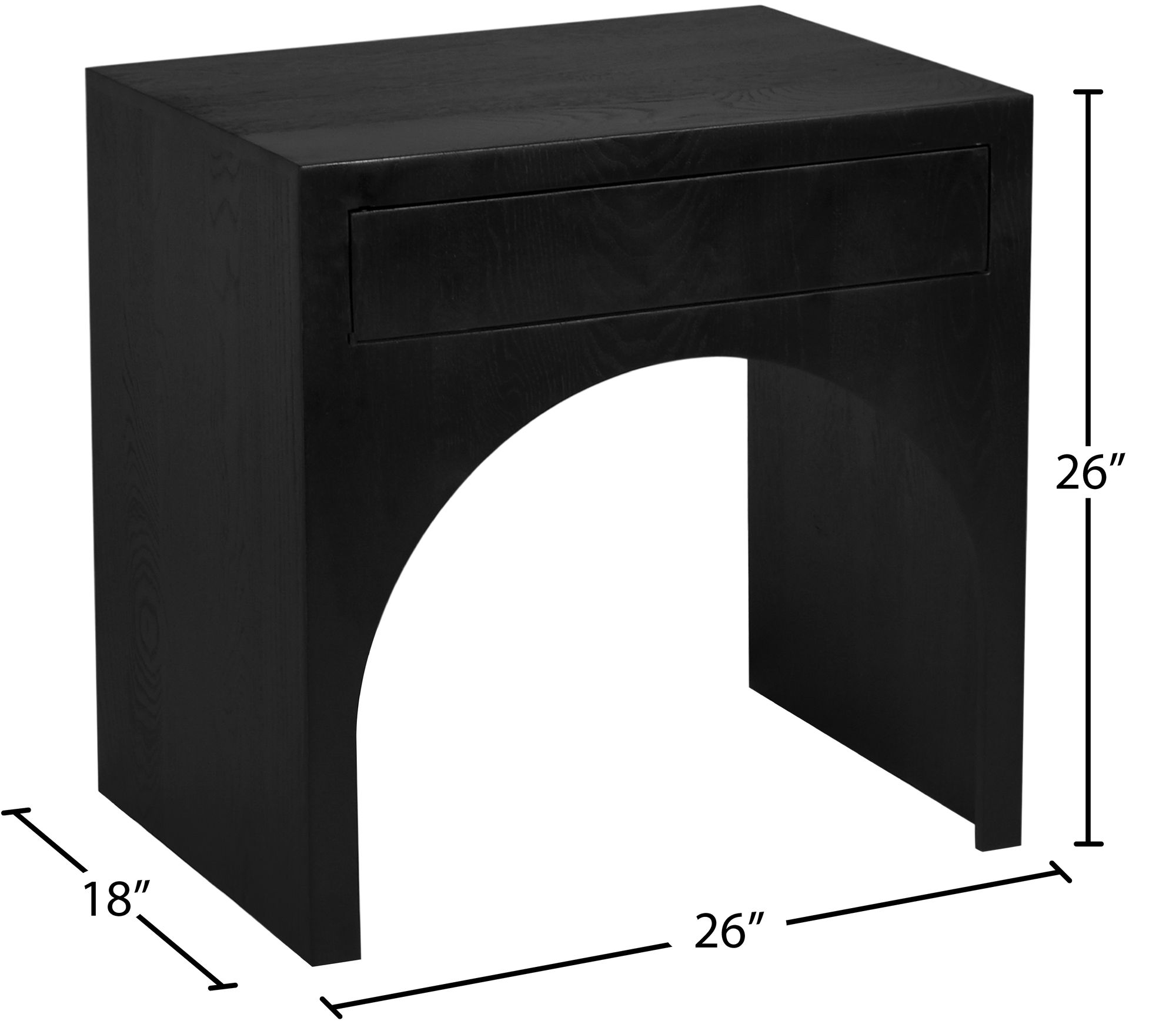 June 1-Drawer Solid Wood Nightstand