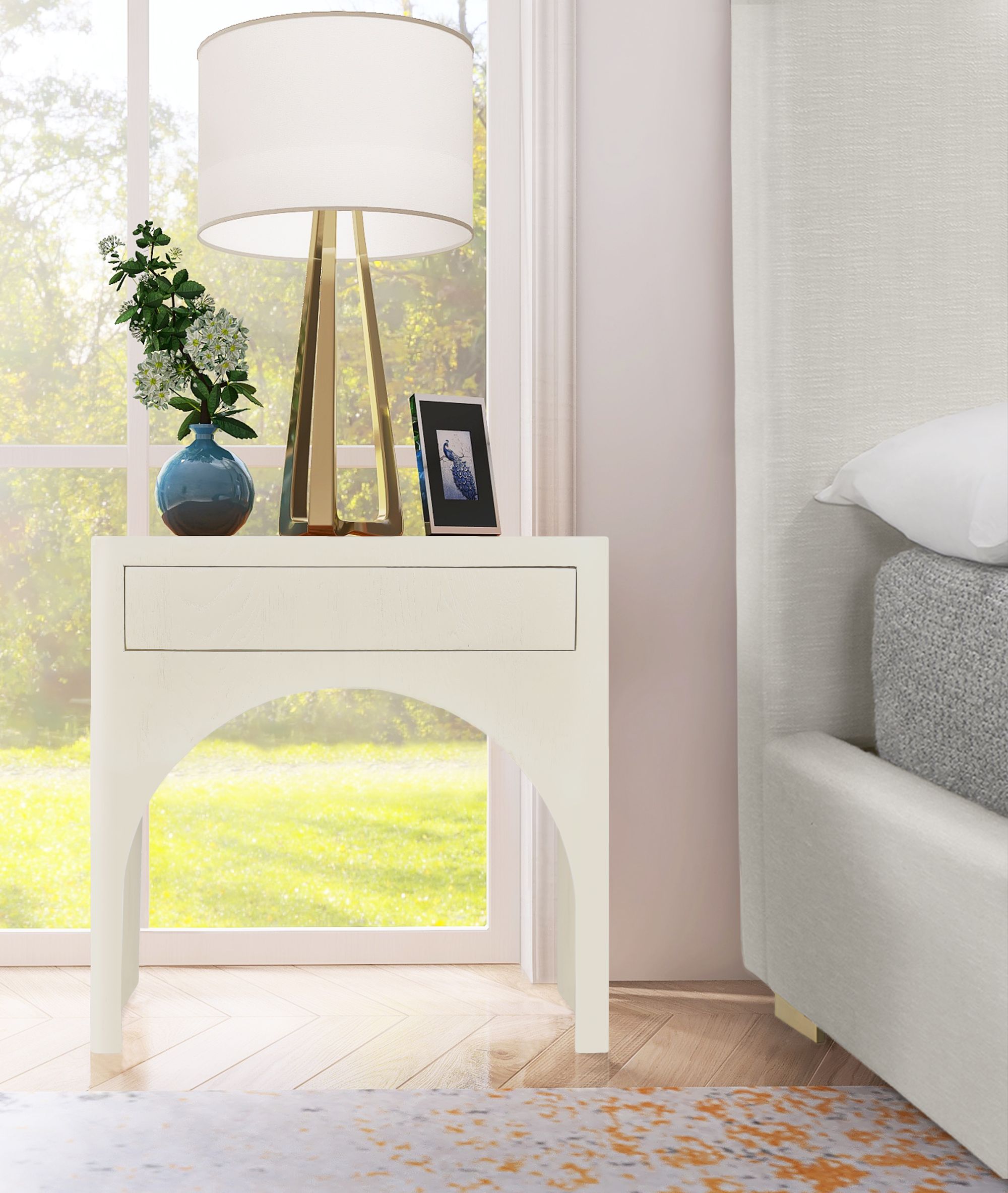 June 1-Drawer Solid Wood Nightstand