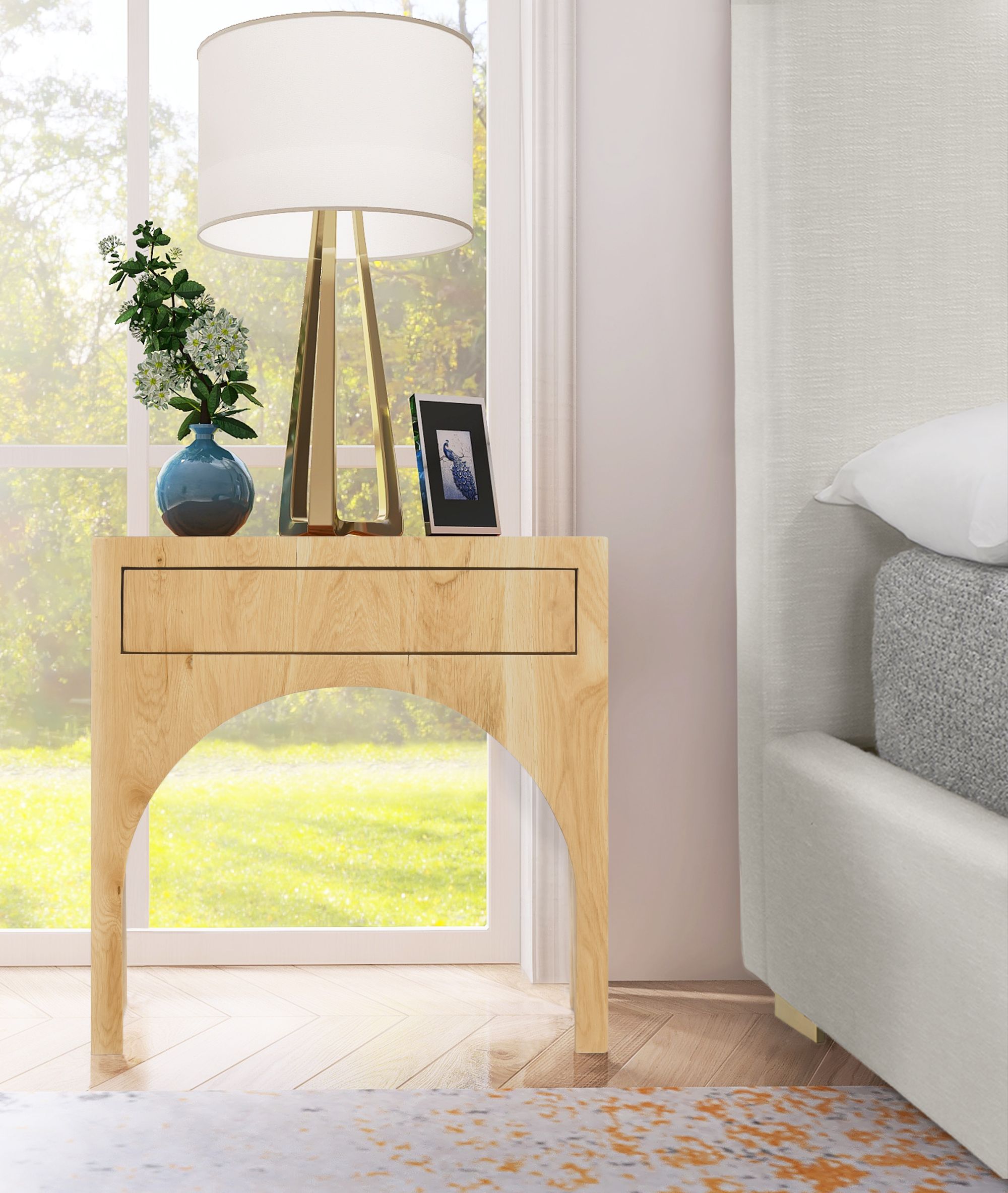 June 1-Drawer Solid Wood Nightstand