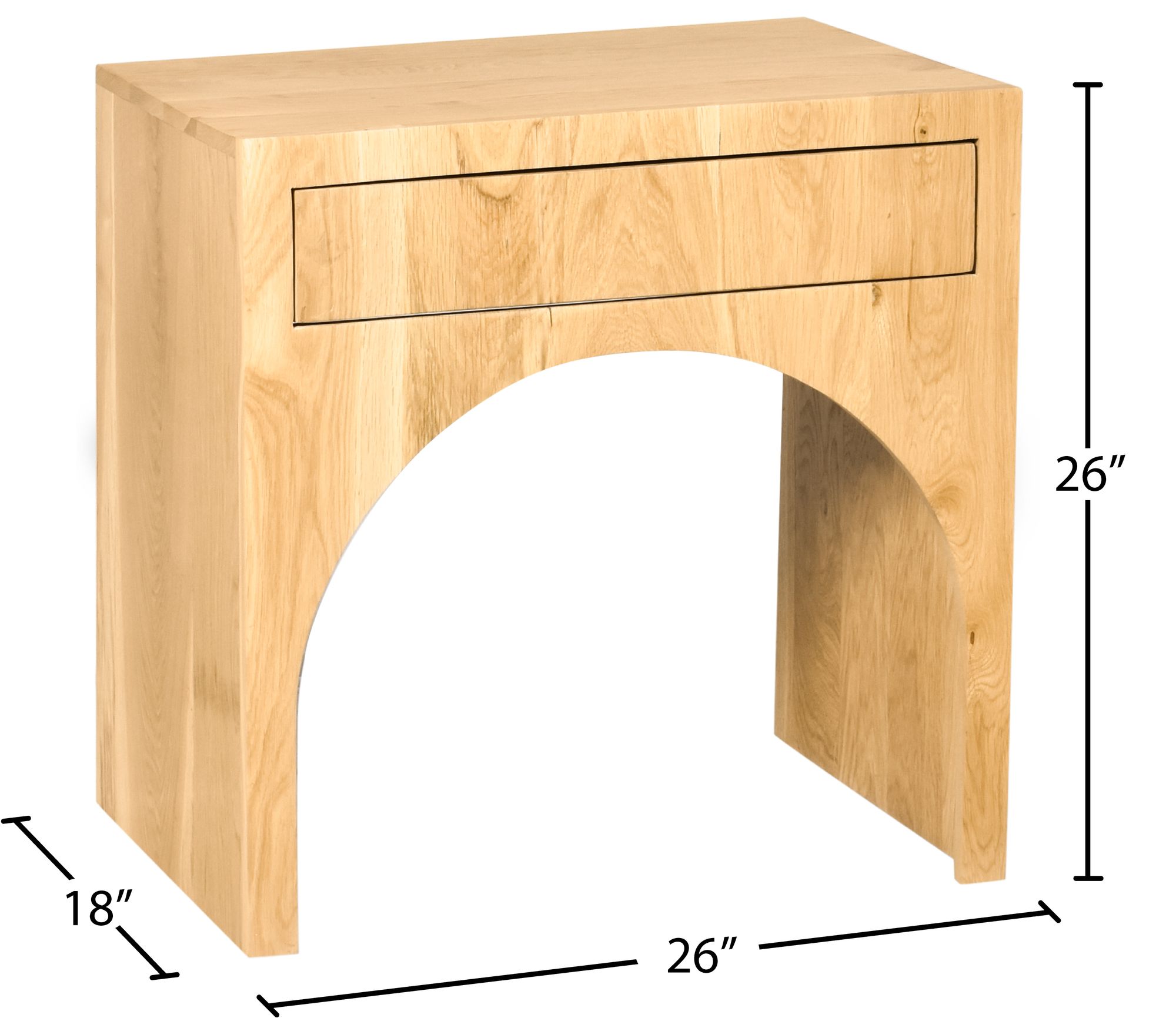 June 1-Drawer Solid Wood Nightstand