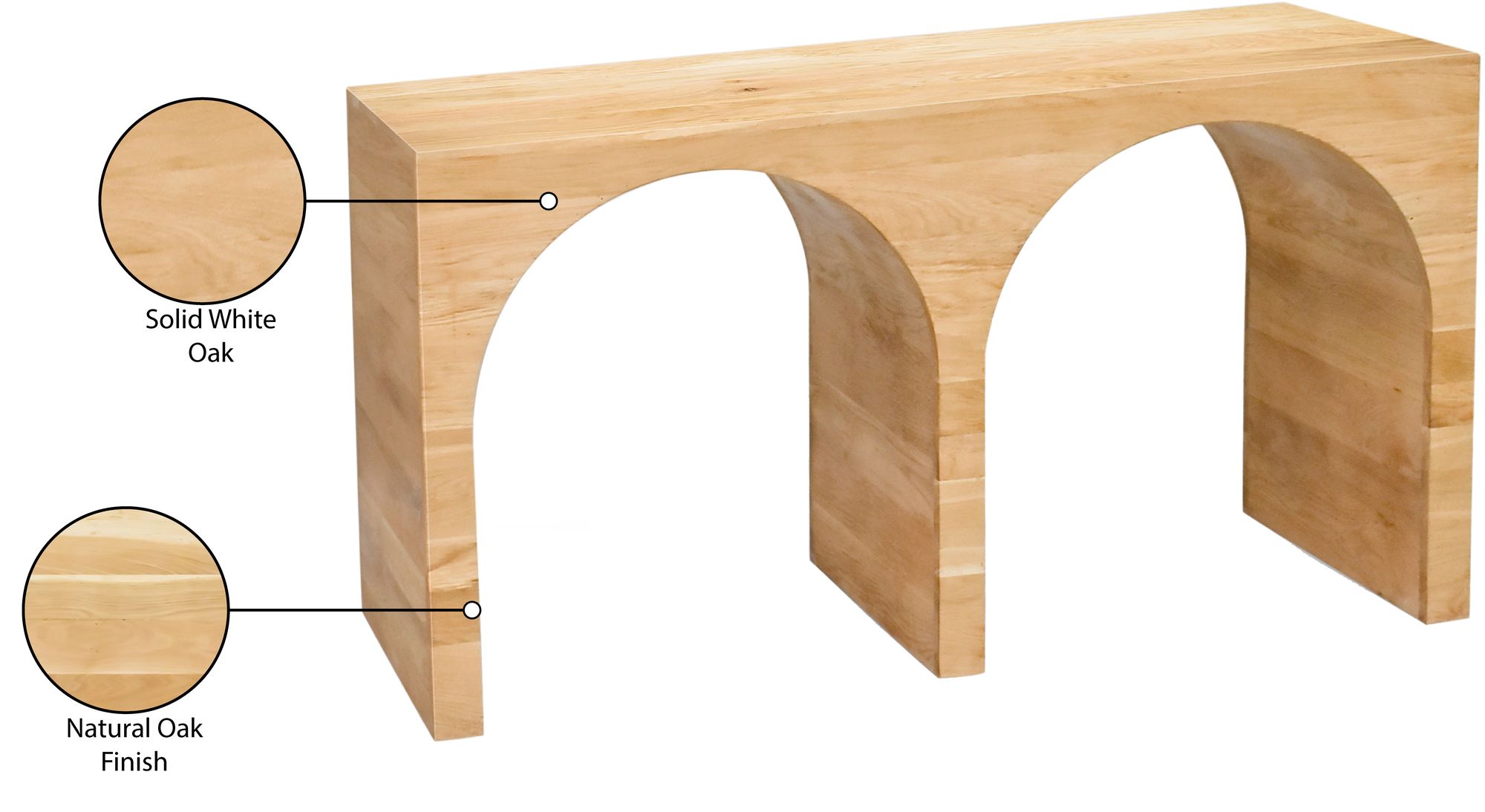June 54" Solid Oak Console Table