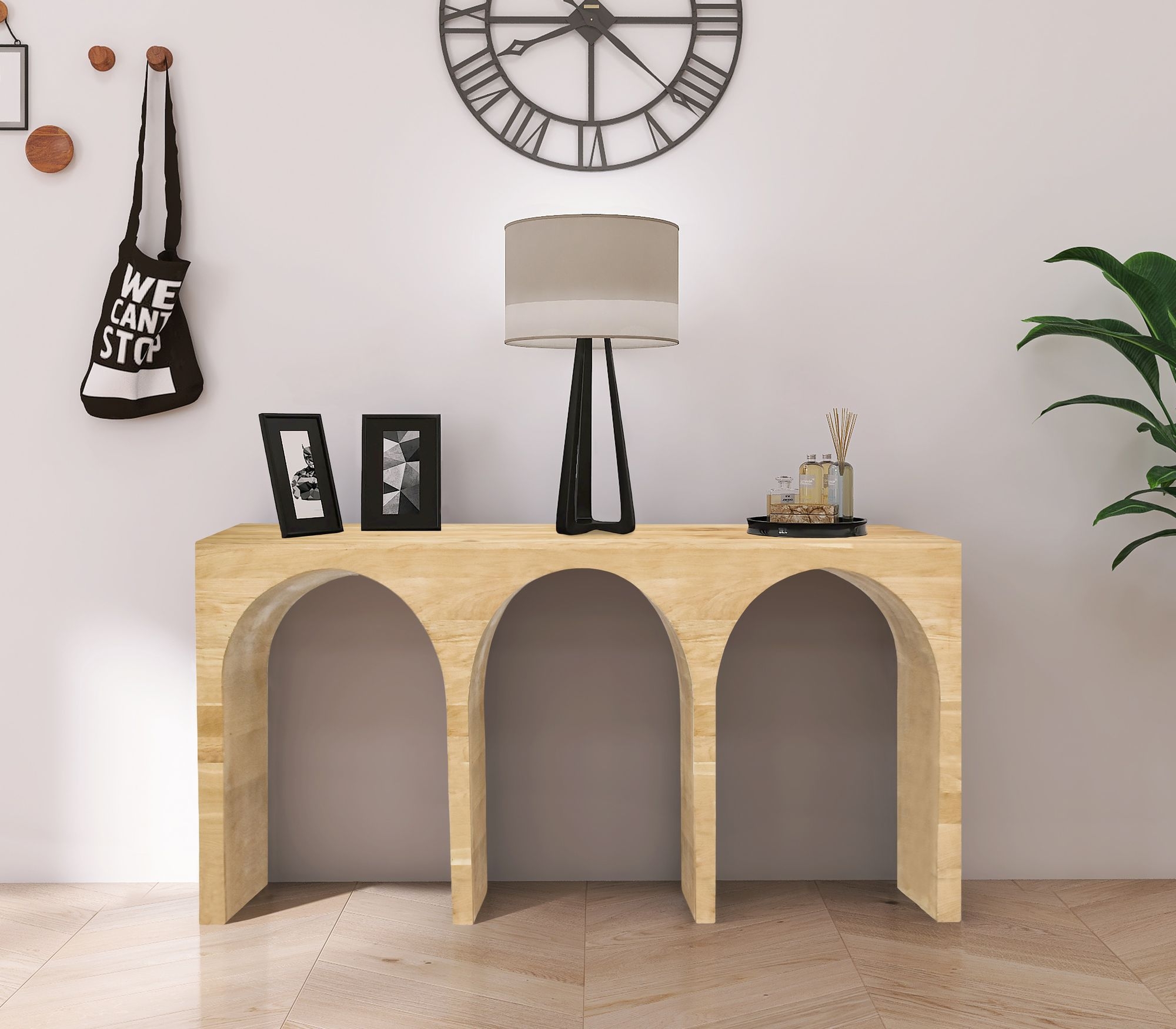 June 60" Solid Oak Console Table