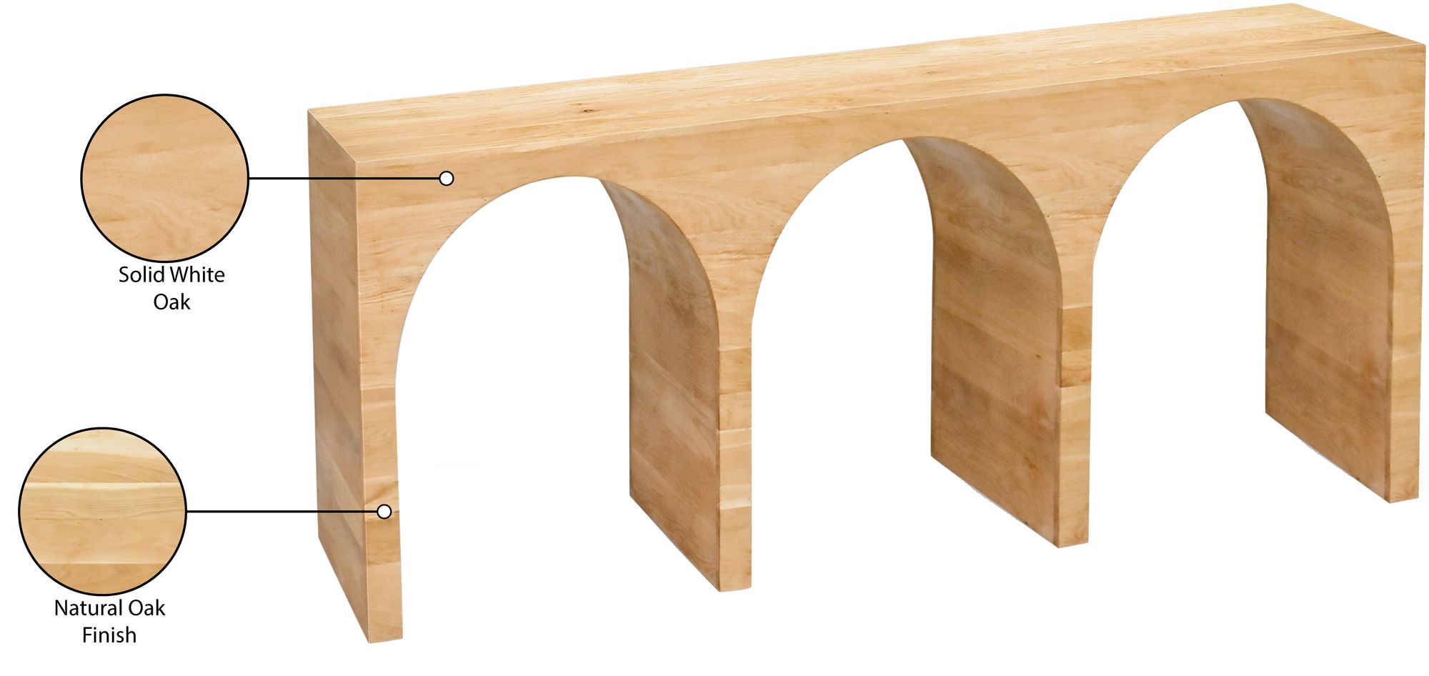 June 60" Solid Oak Console Table