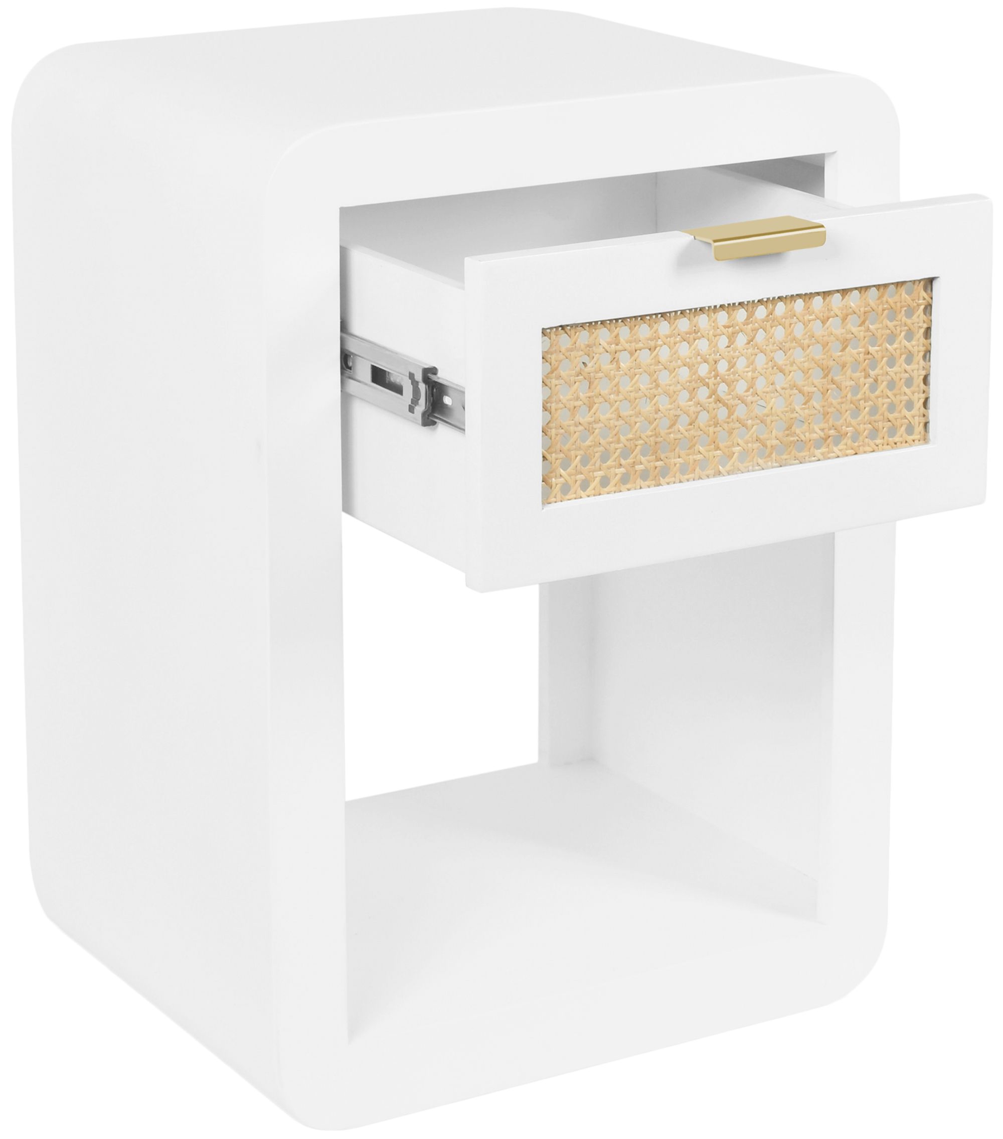 Langham 1-Drawer Wood Veneer & Natural Cane Nightstand