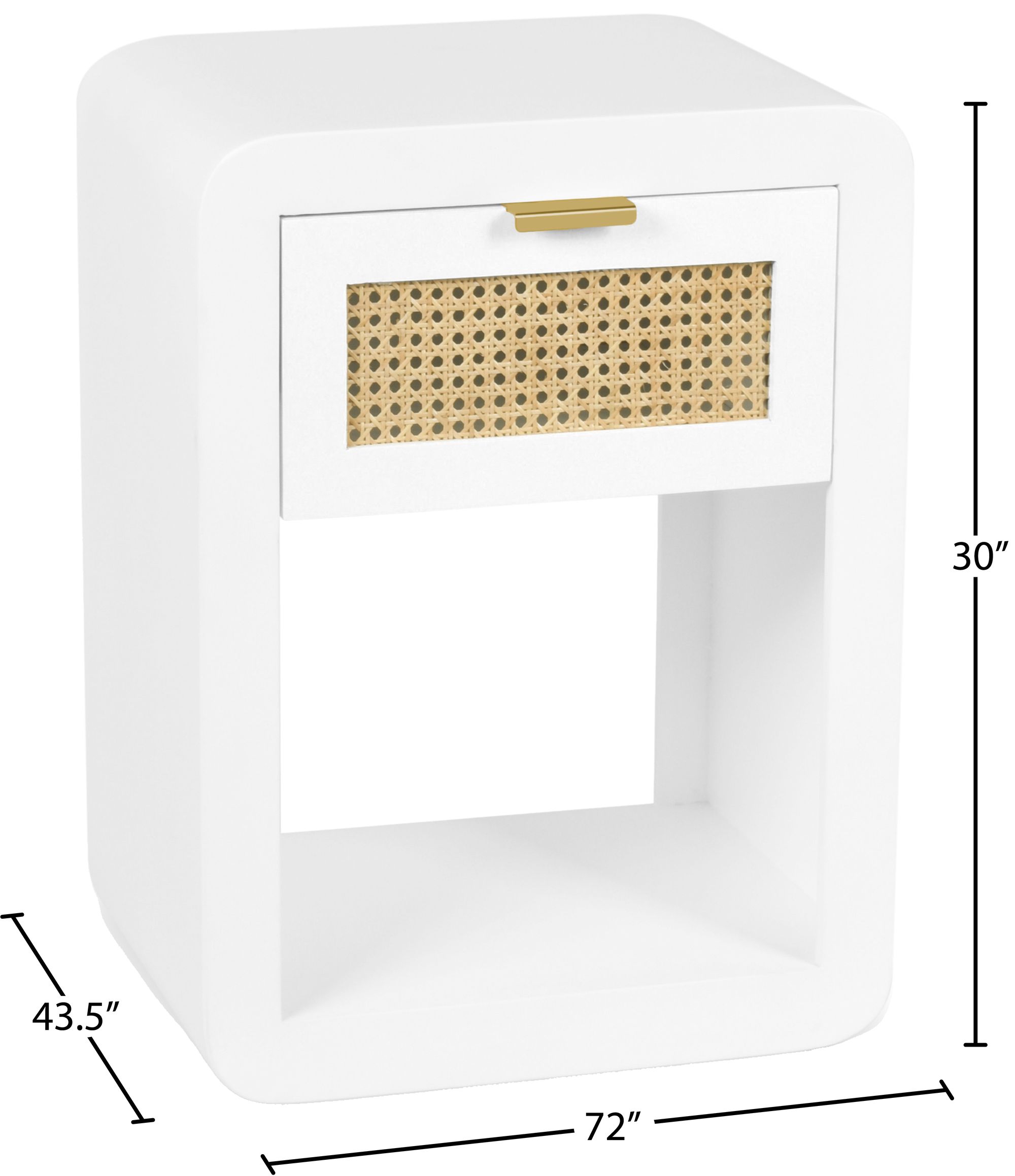 Langham 18" 1-Drawer Wood Veneer & Natural Cane Nightstand