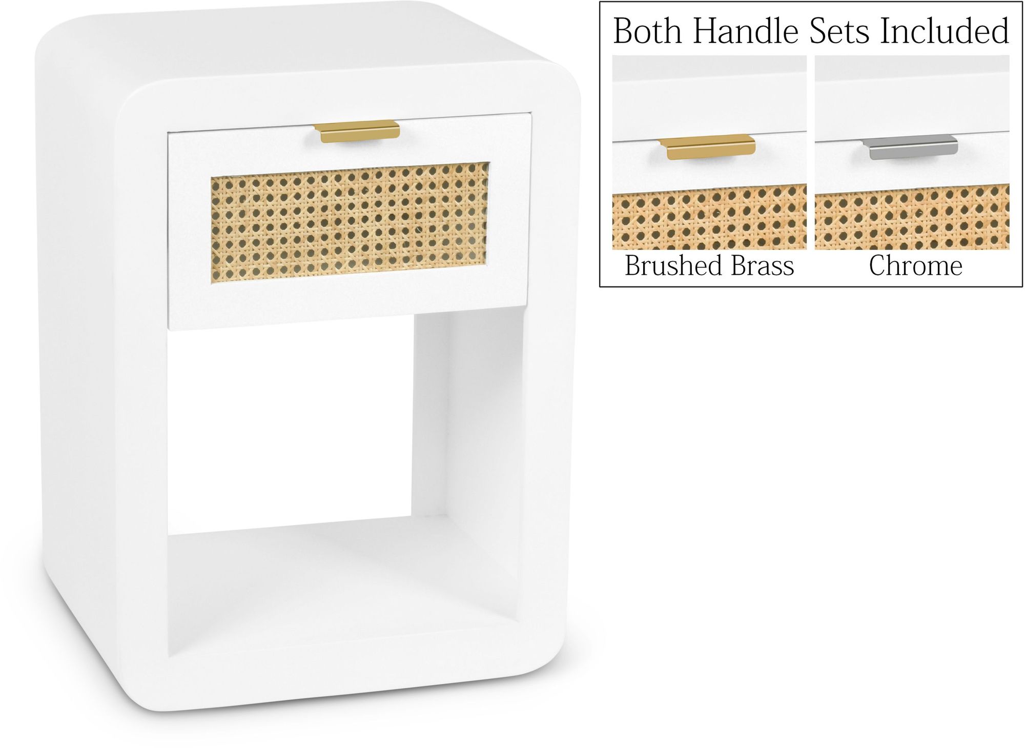 Langham 1-Drawer Wood Veneer & Natural Cane Nightstand