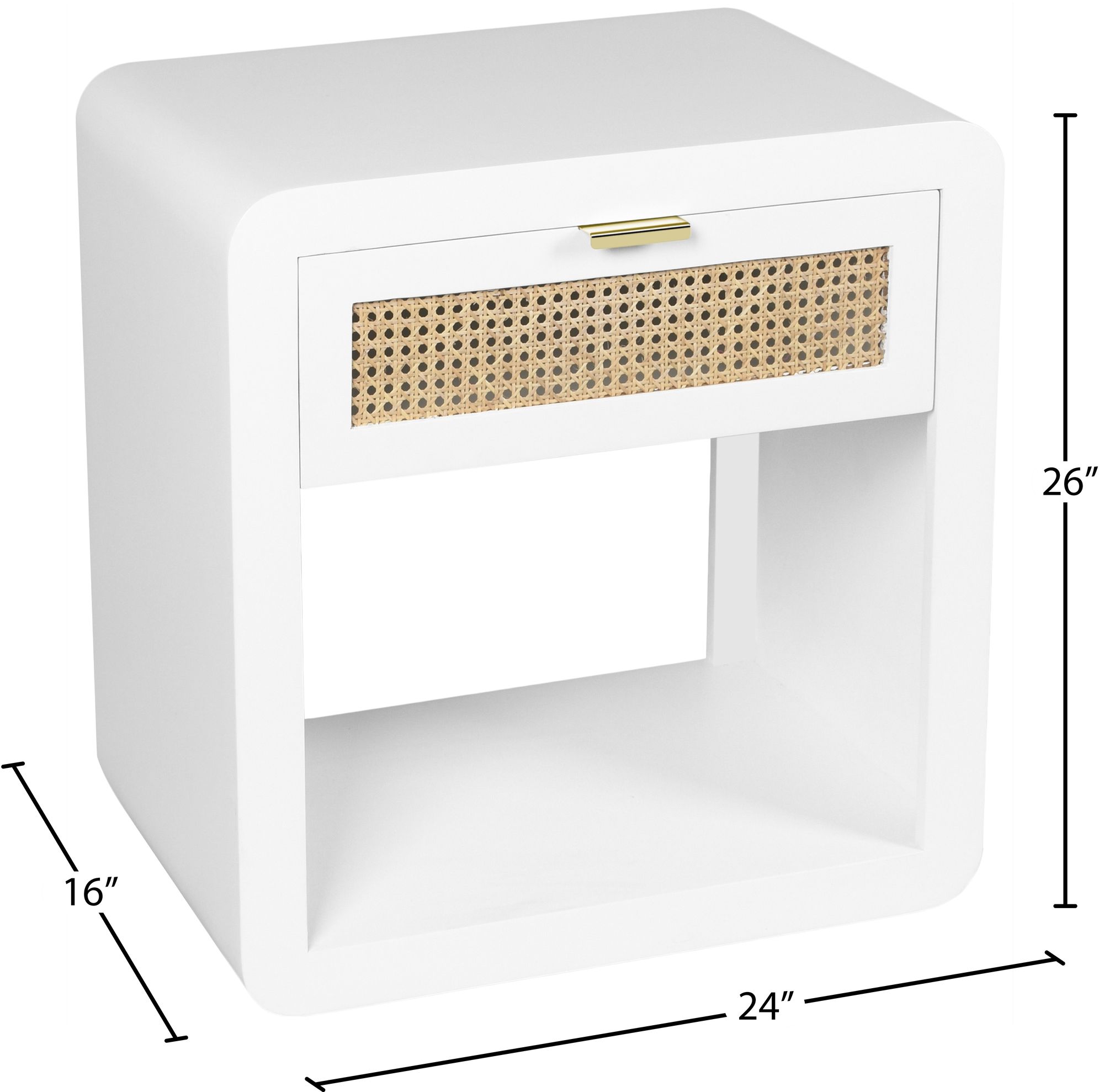 Langham 24" 1-Drawer Wood Veneer & Natural Cane Nightstand