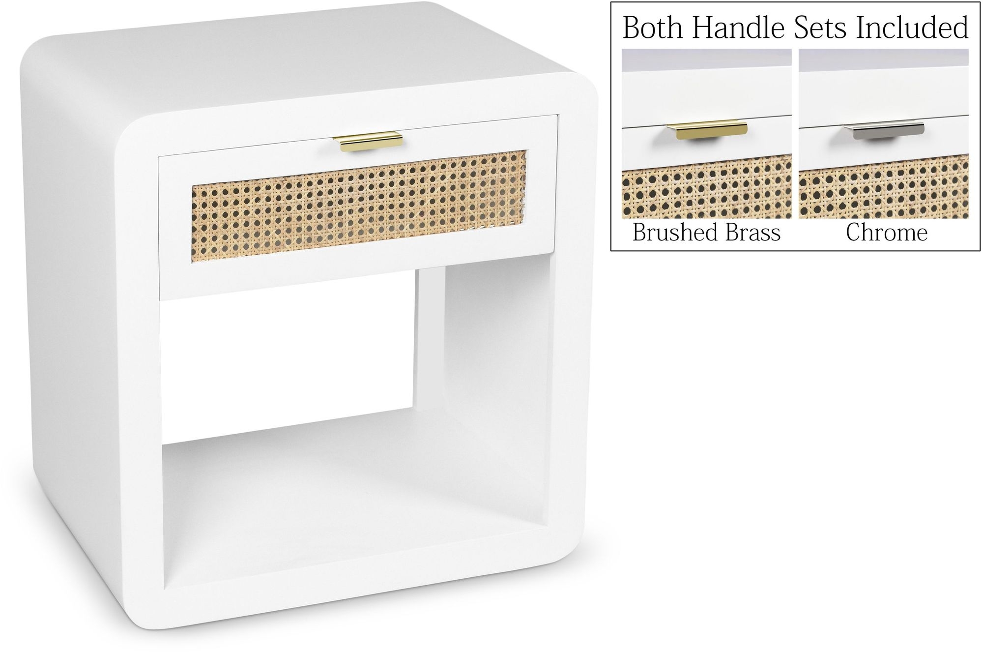 Langham 24" 1-Drawer Wood Veneer & Natural Cane Nightstand