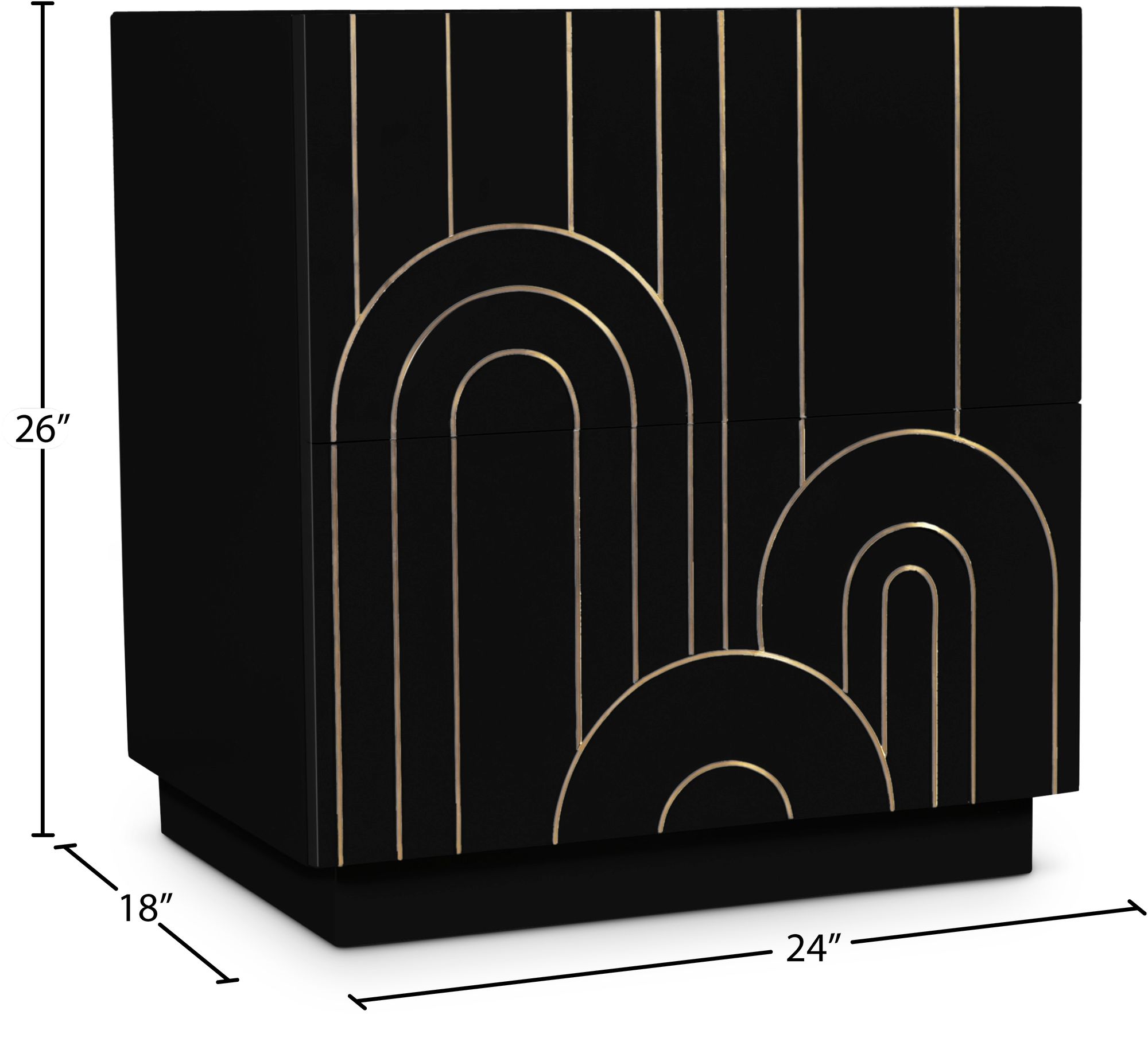 Turin 2-Drawer Wood Veneer Nightstand