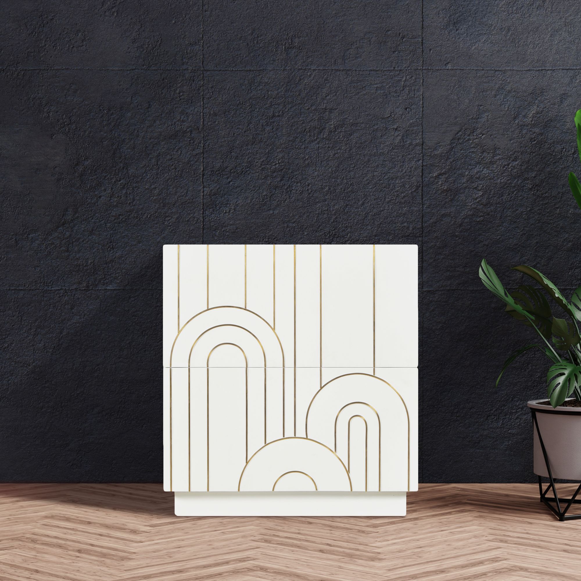 Turin 2-Drawer Wood Veneer Nightstand