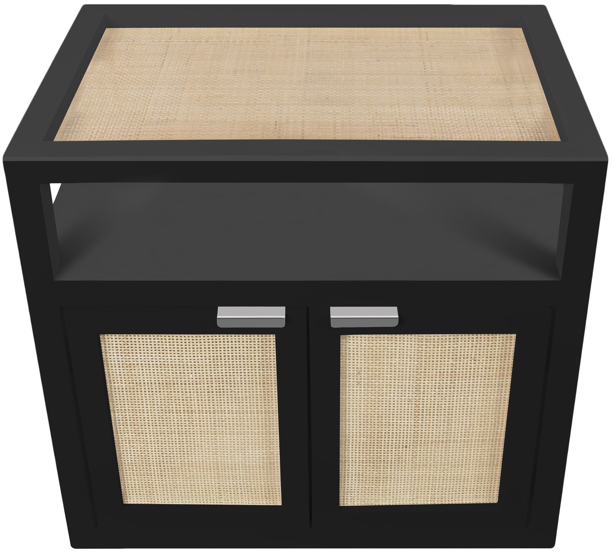 Cambria 2-Door Wood Veneer & Natural Cane Nightstand