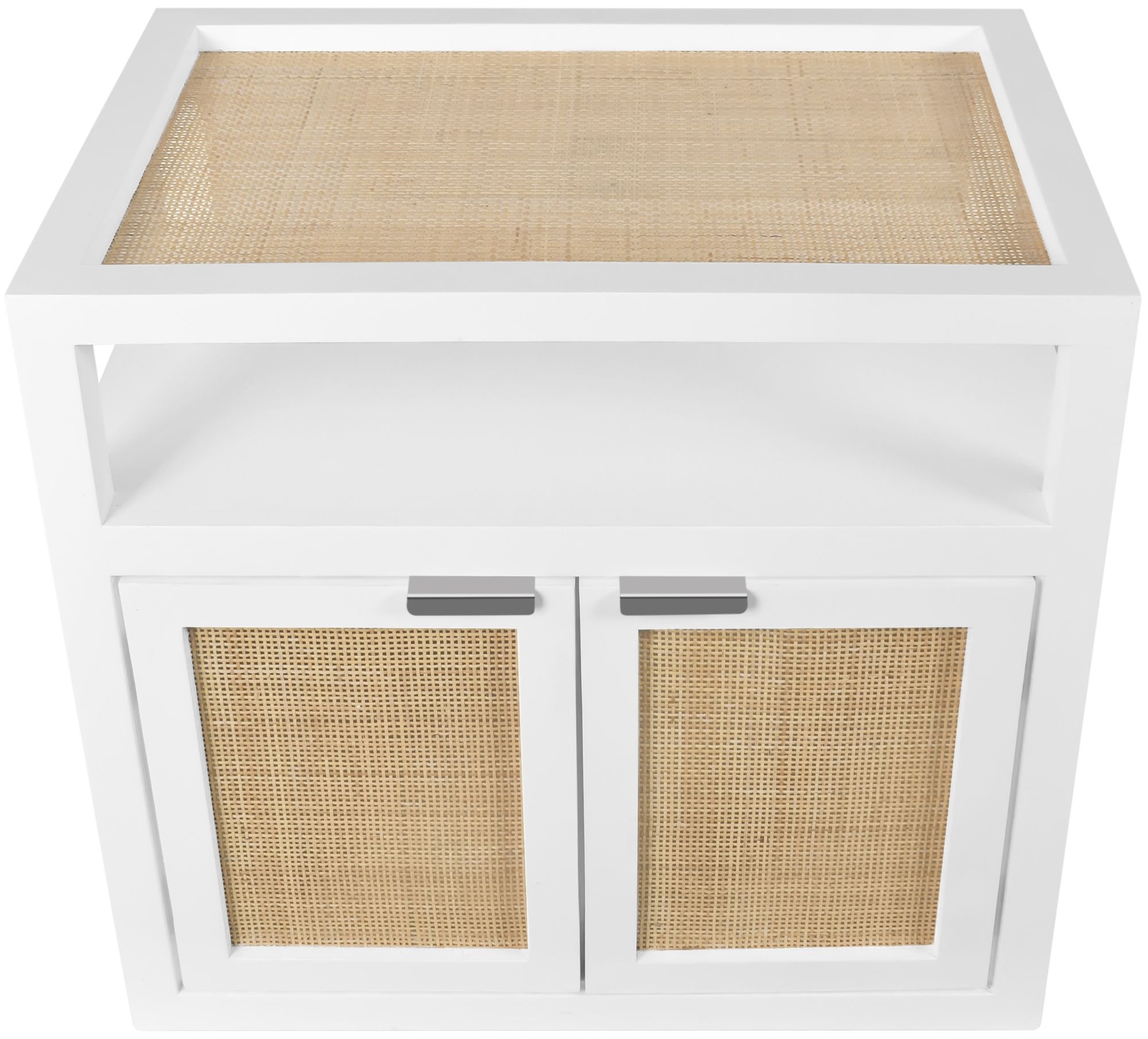 Cambria 2-Door Wood Veneer & Natural Cane Nightstand