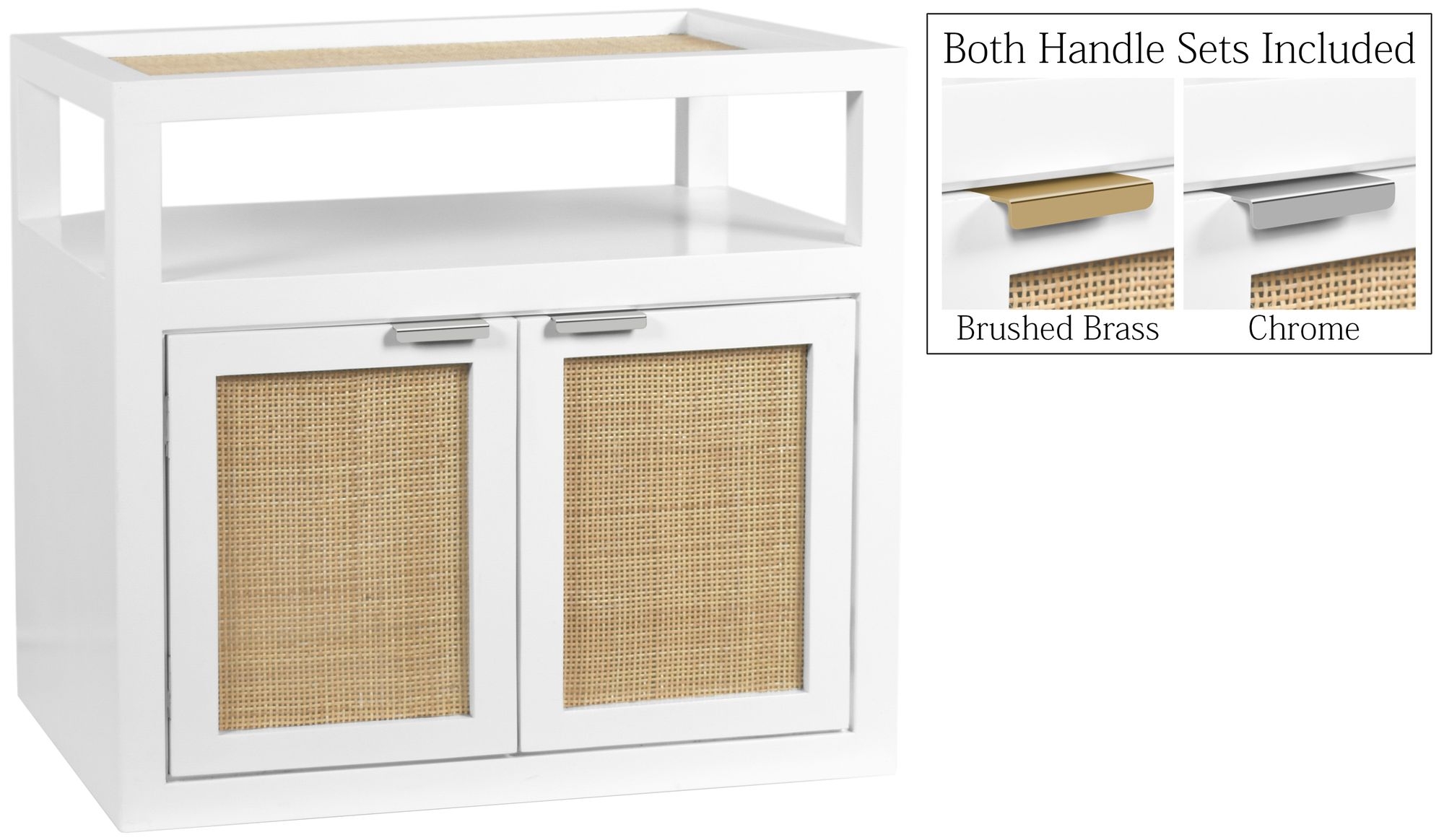 Cambria 2-Door Wood Veneer & Natural Cane Nightstand