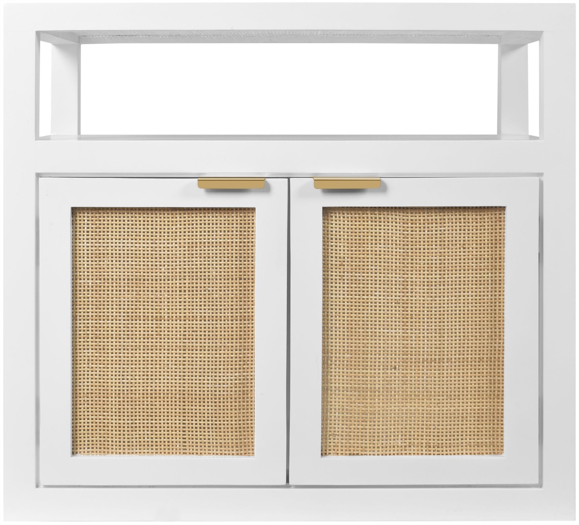 Cambria 2-Door Wood Veneer & Natural Cane Nightstand