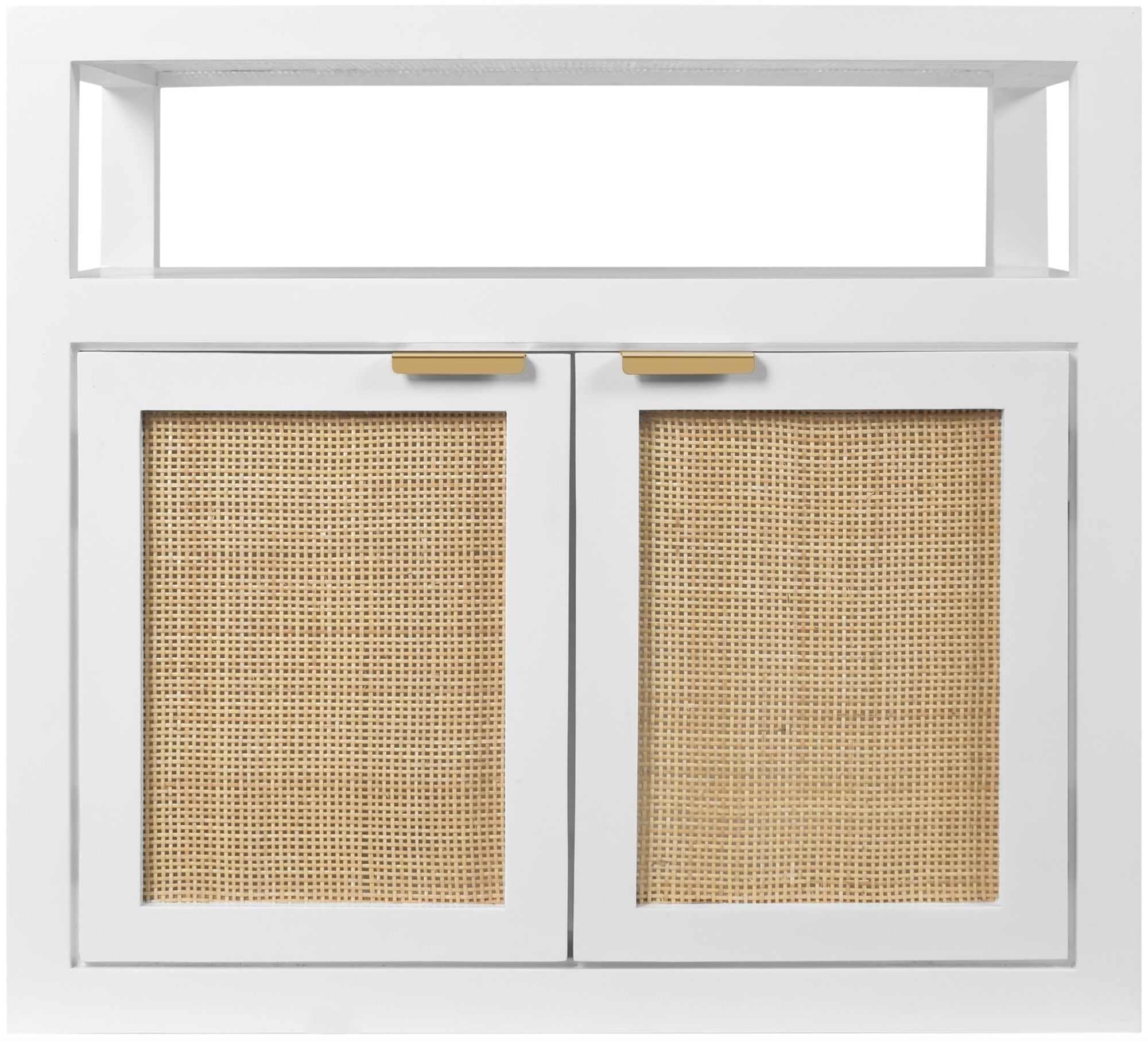 Cambria 2-Door Wood Veneer & Natural Cane Nightstand