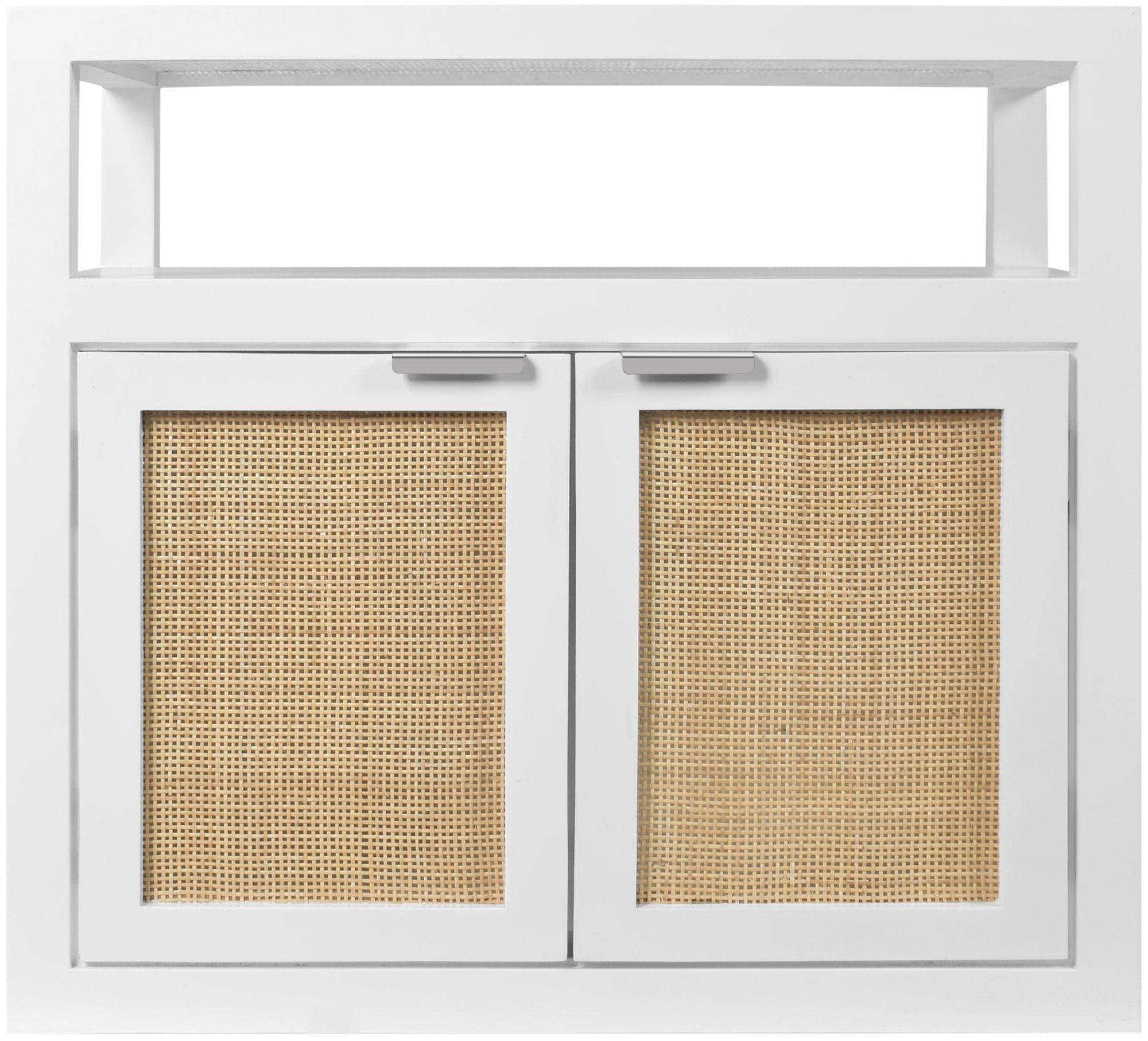 Cambria 2-Door Wood Veneer & Natural Cane Nightstand