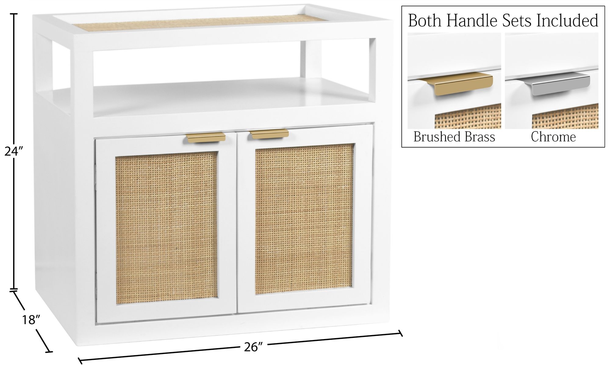 Cambria 2-Door Wood Veneer & Natural Cane Nightstand