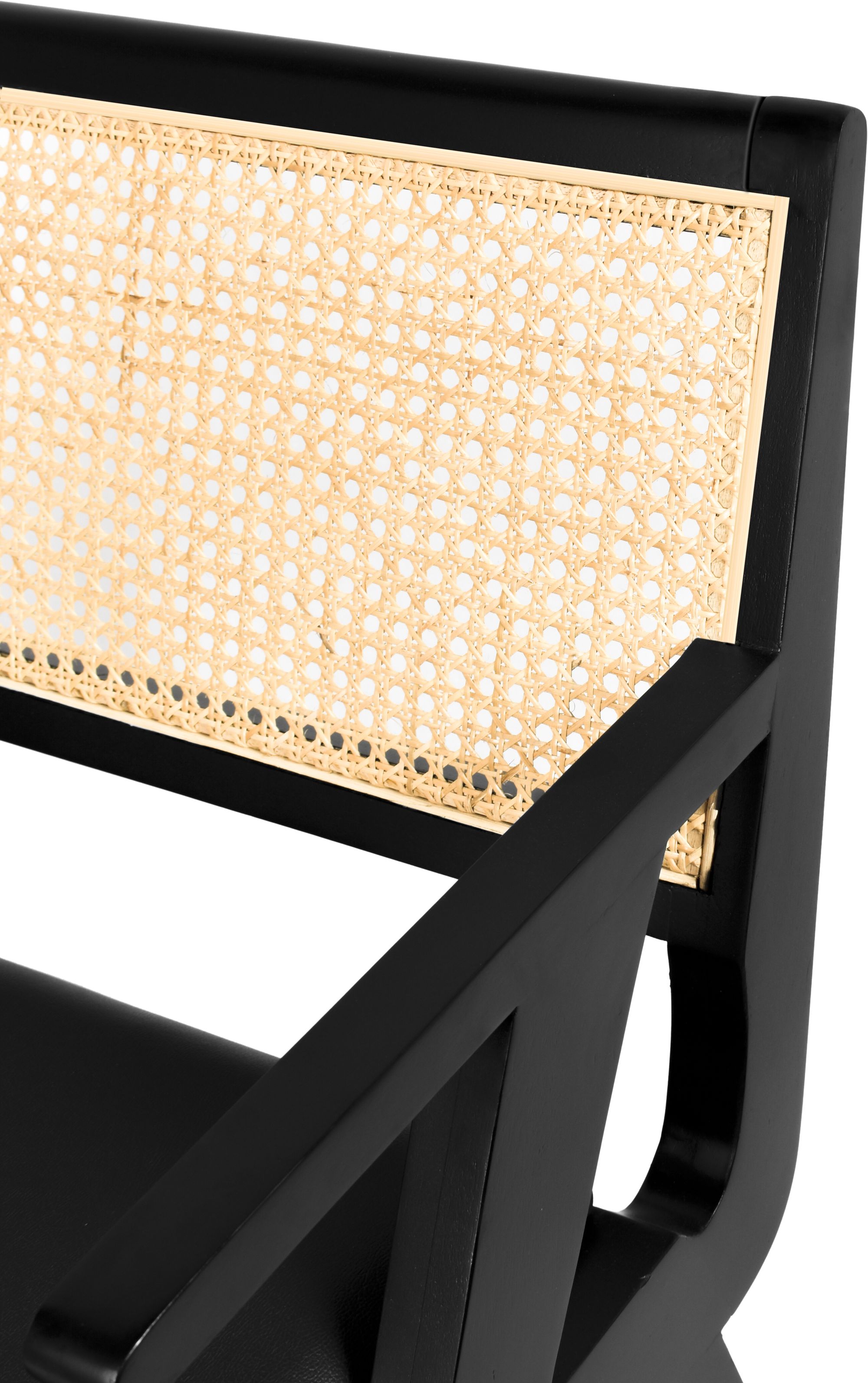 Abby Faux Leather & Cane Arm Chair