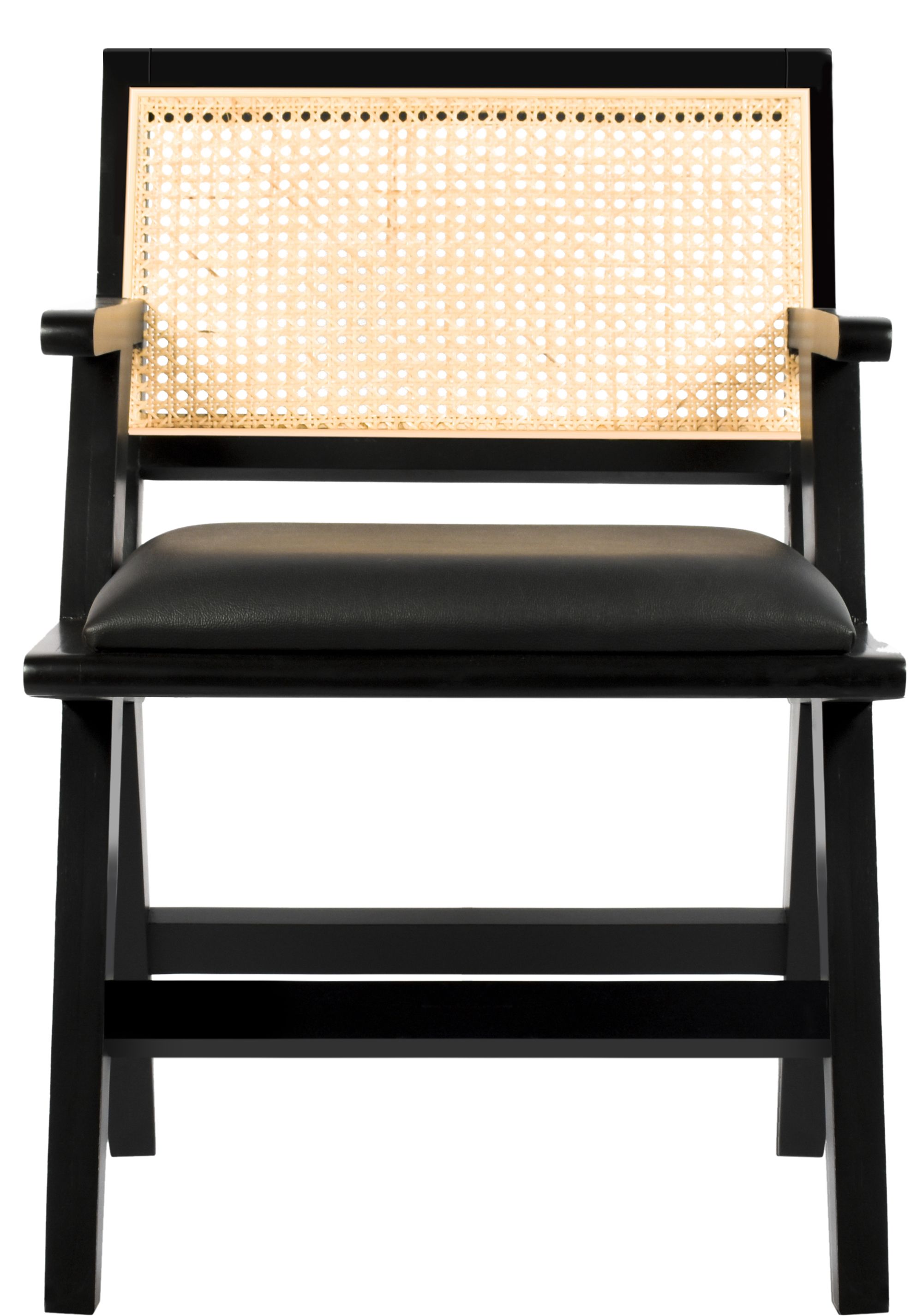 Abby Faux Leather & Cane Arm Chair