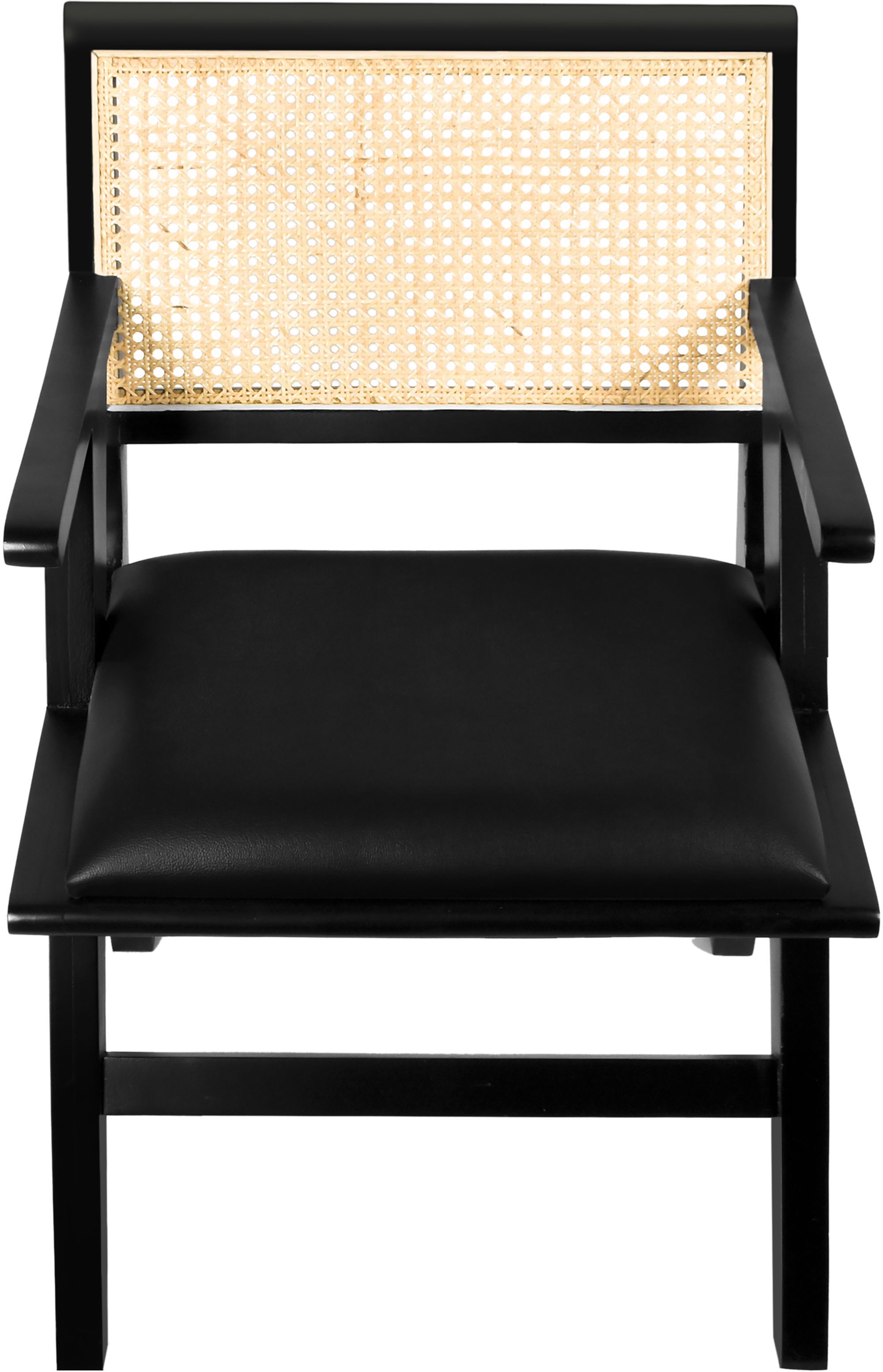 Abby Faux Leather & Cane Arm Chair