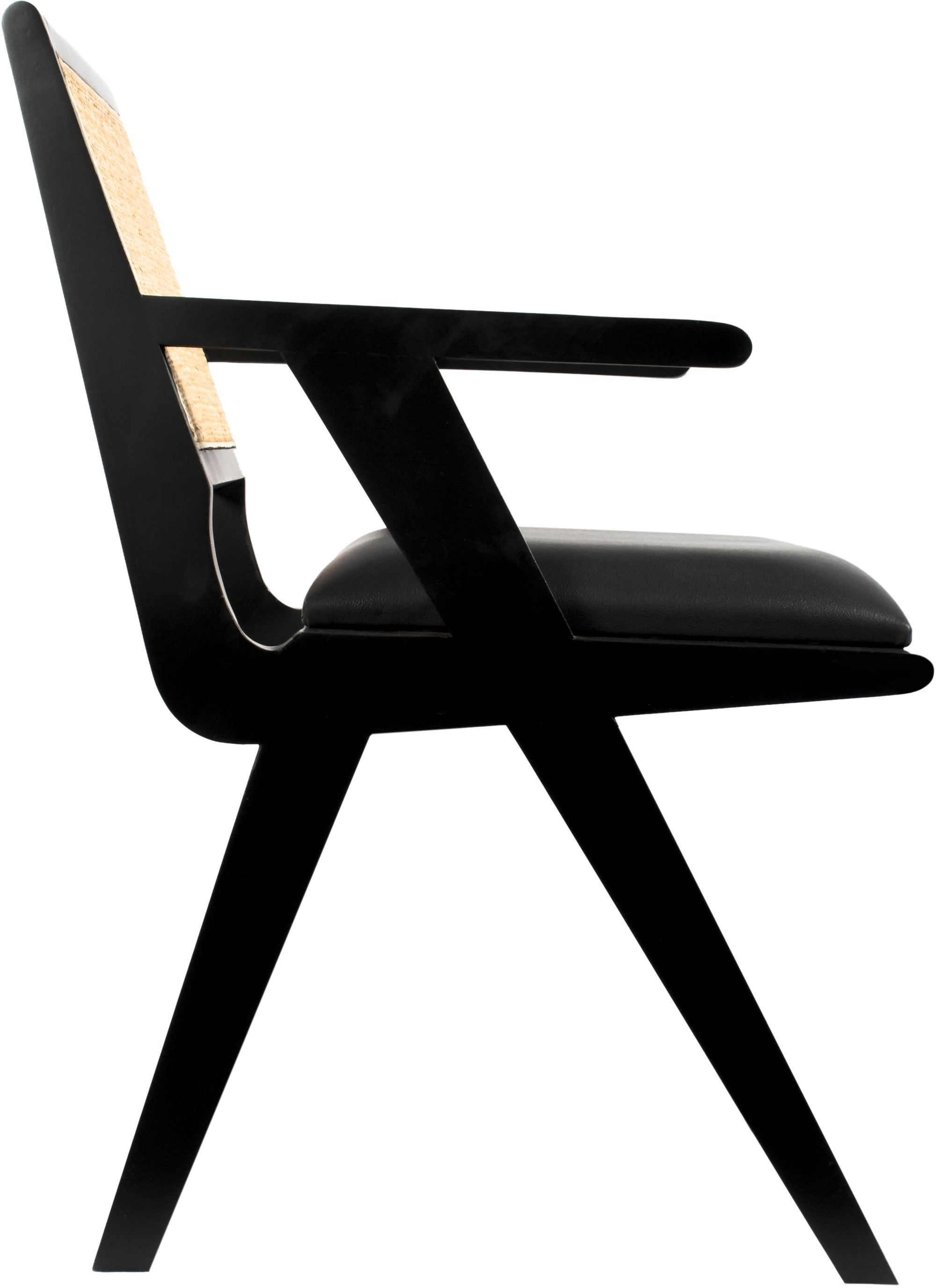 Abby Faux Leather & Cane Arm Chair