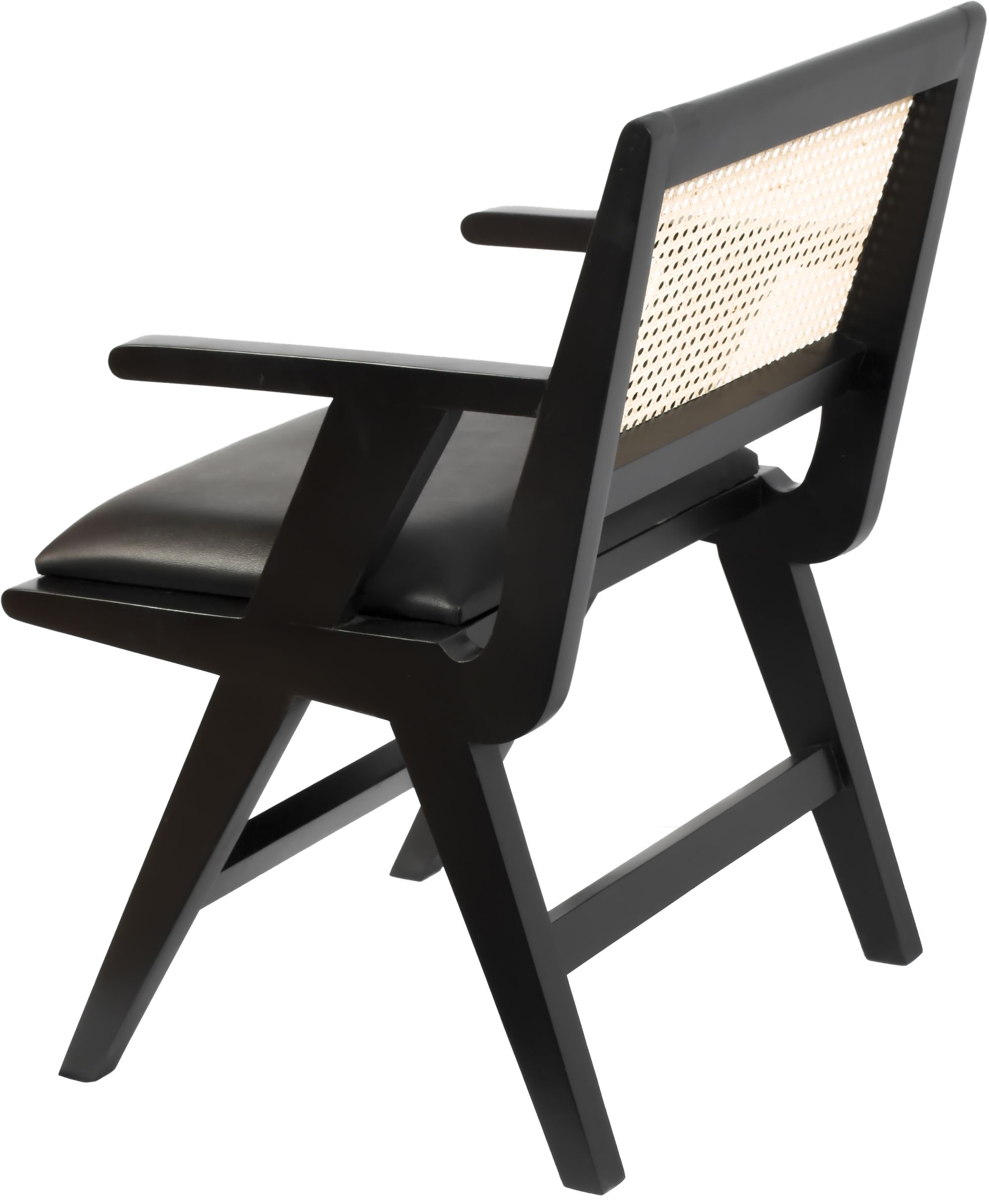 Abby Faux Leather & Cane Arm Chair