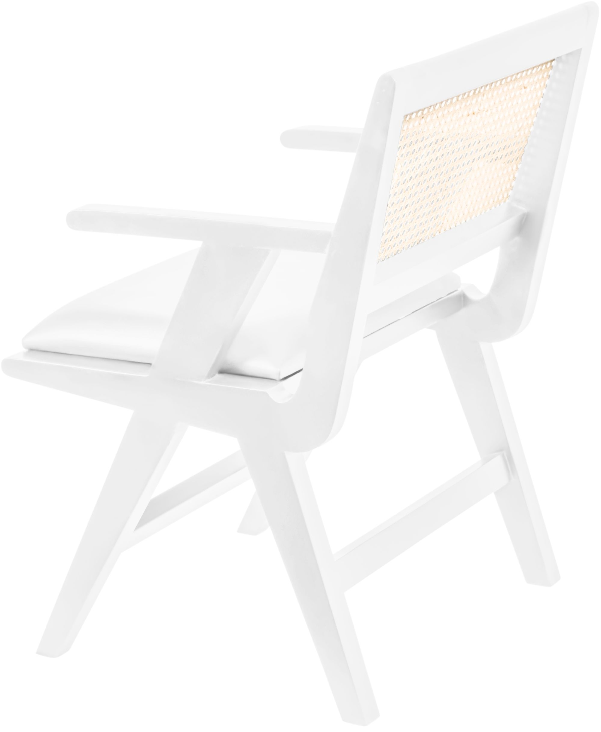 Abby Faux Leather & Cane Arm Chair