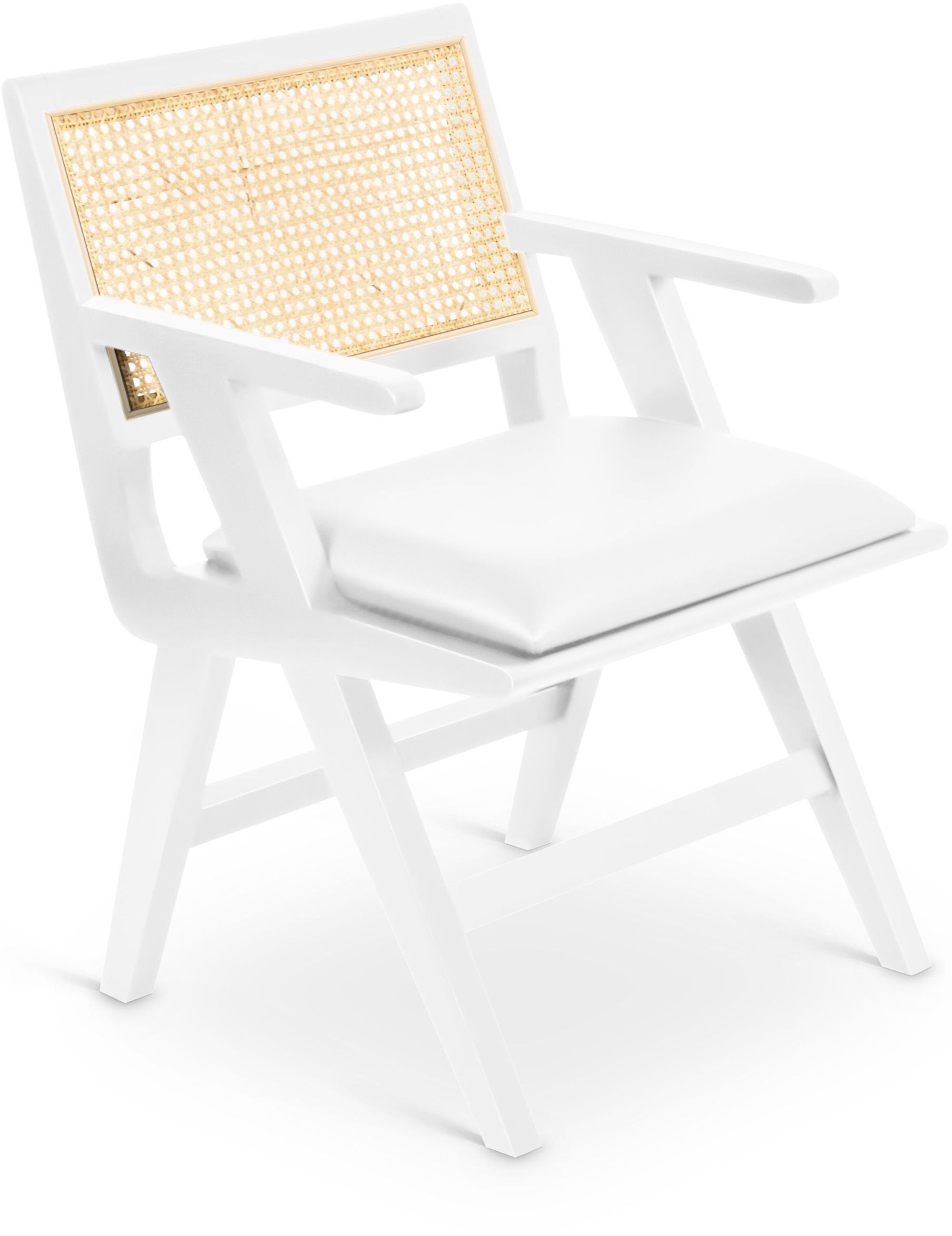 Abby Faux Leather & Cane Arm Chair