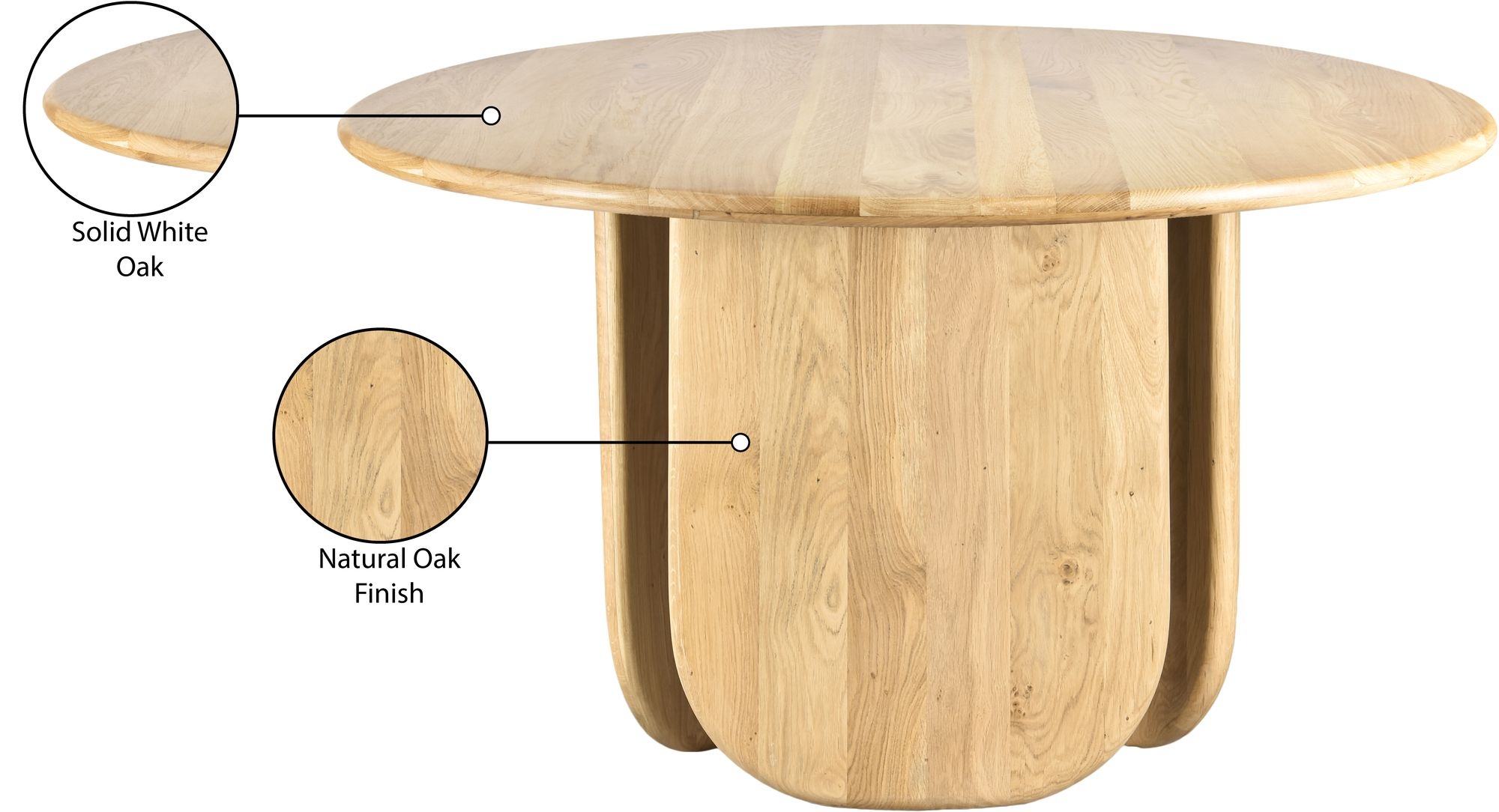 Benito 52" Round Oak Dining Table