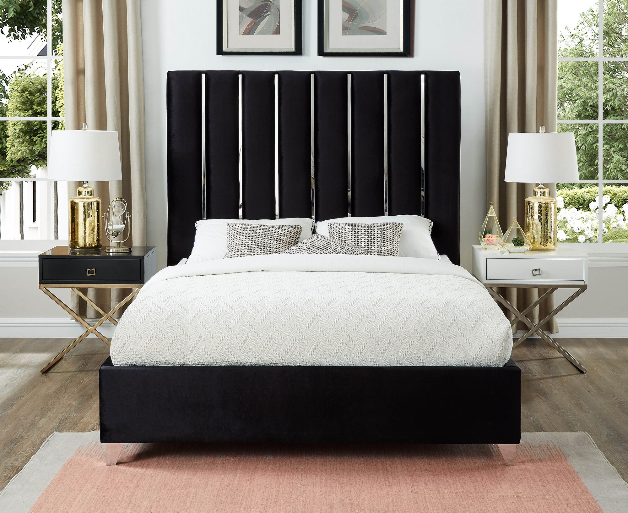 Enzo Velvet Queen Size Bed
