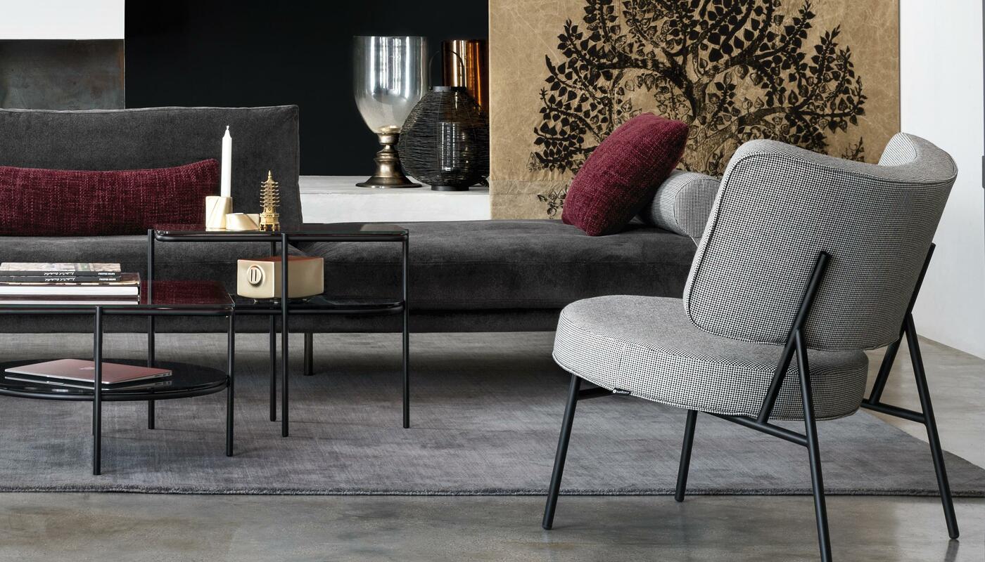 Coco Fabric/Metal Customizable Upholstered Lounge Chair
