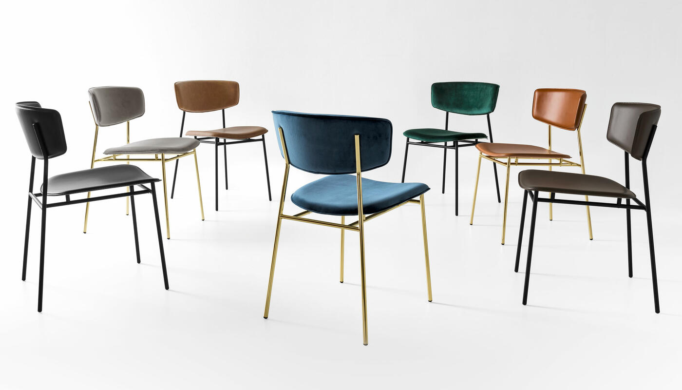Fifties Venice Fabric/Metal Dining Chair