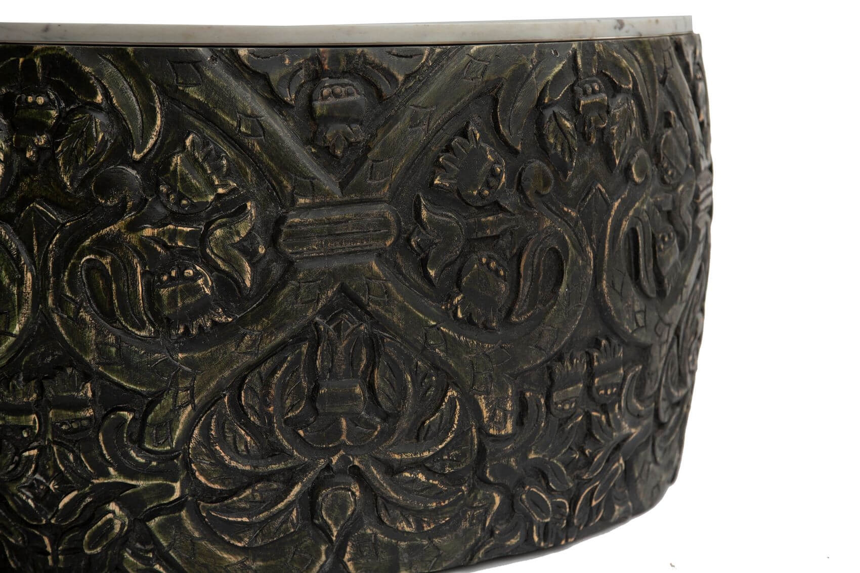 Ethos Carved Round Marble Top Coffee Table