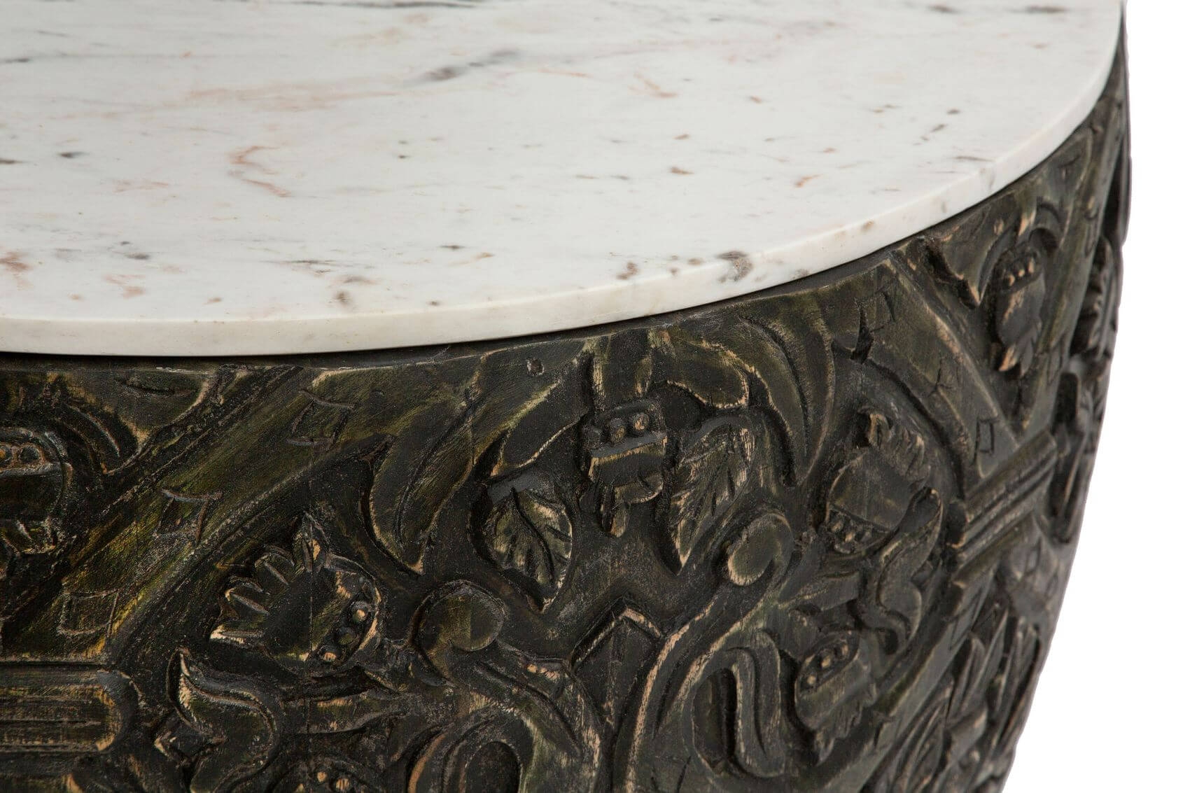 Ethos Carved Round Marble Top Coffee Table