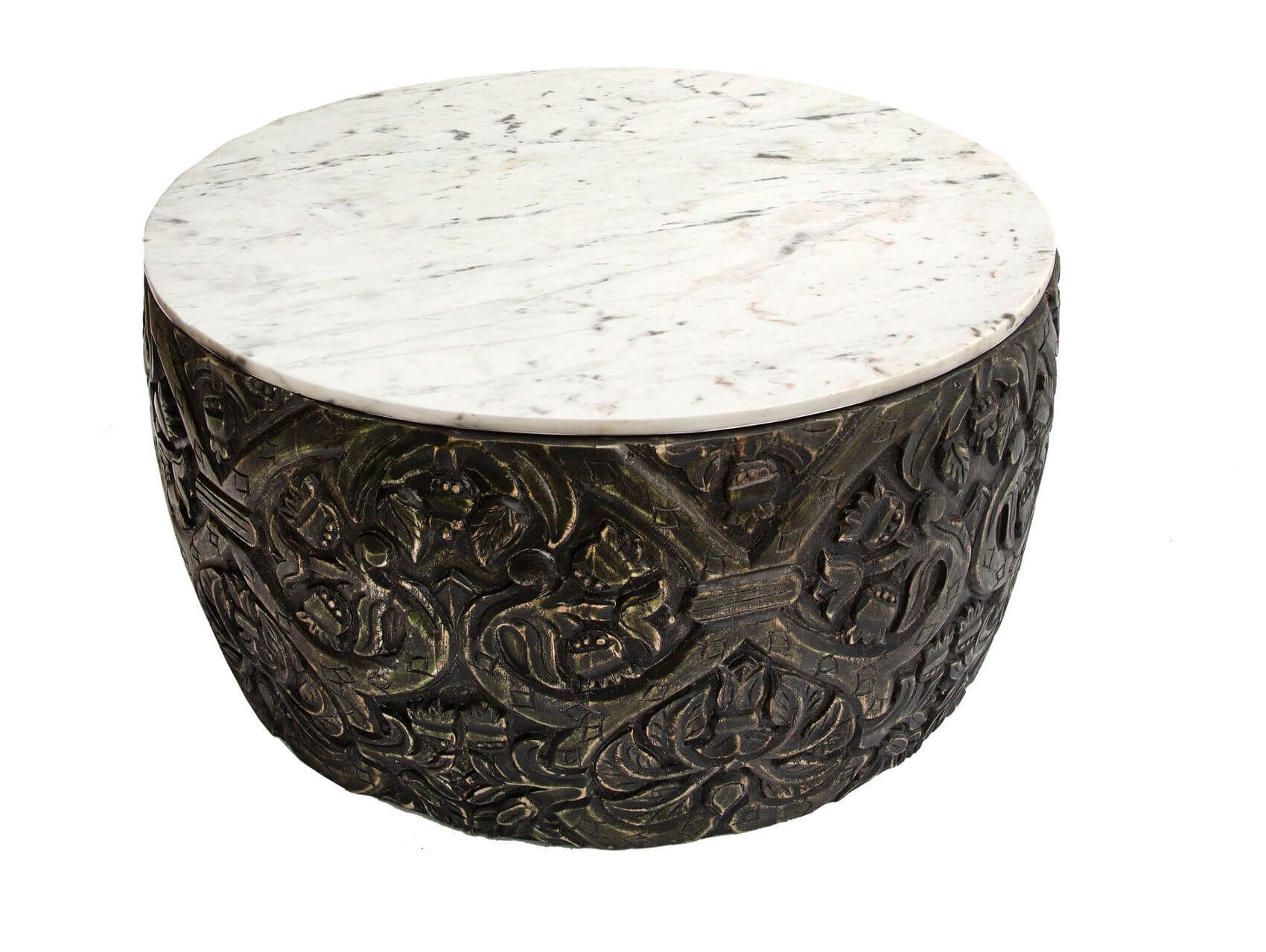 Ethos Carved Round Marble Top Coffee Table