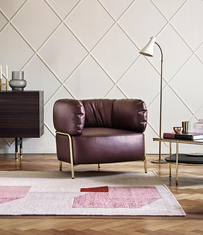 Quadrotta Fabric/Metal Customizable Upholstered Lounge Armchair