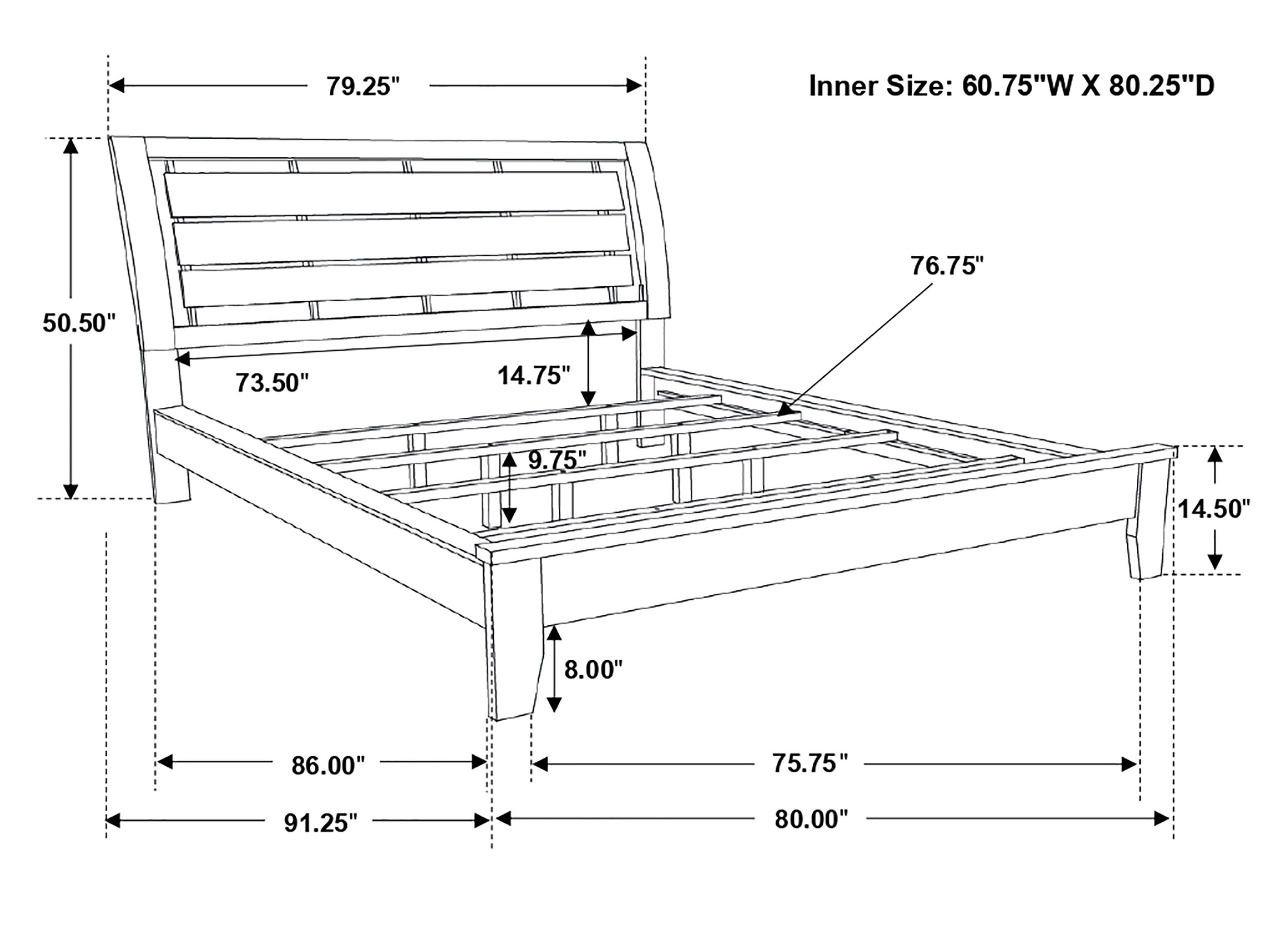 Serenity Wood Panel Bed, California King Size