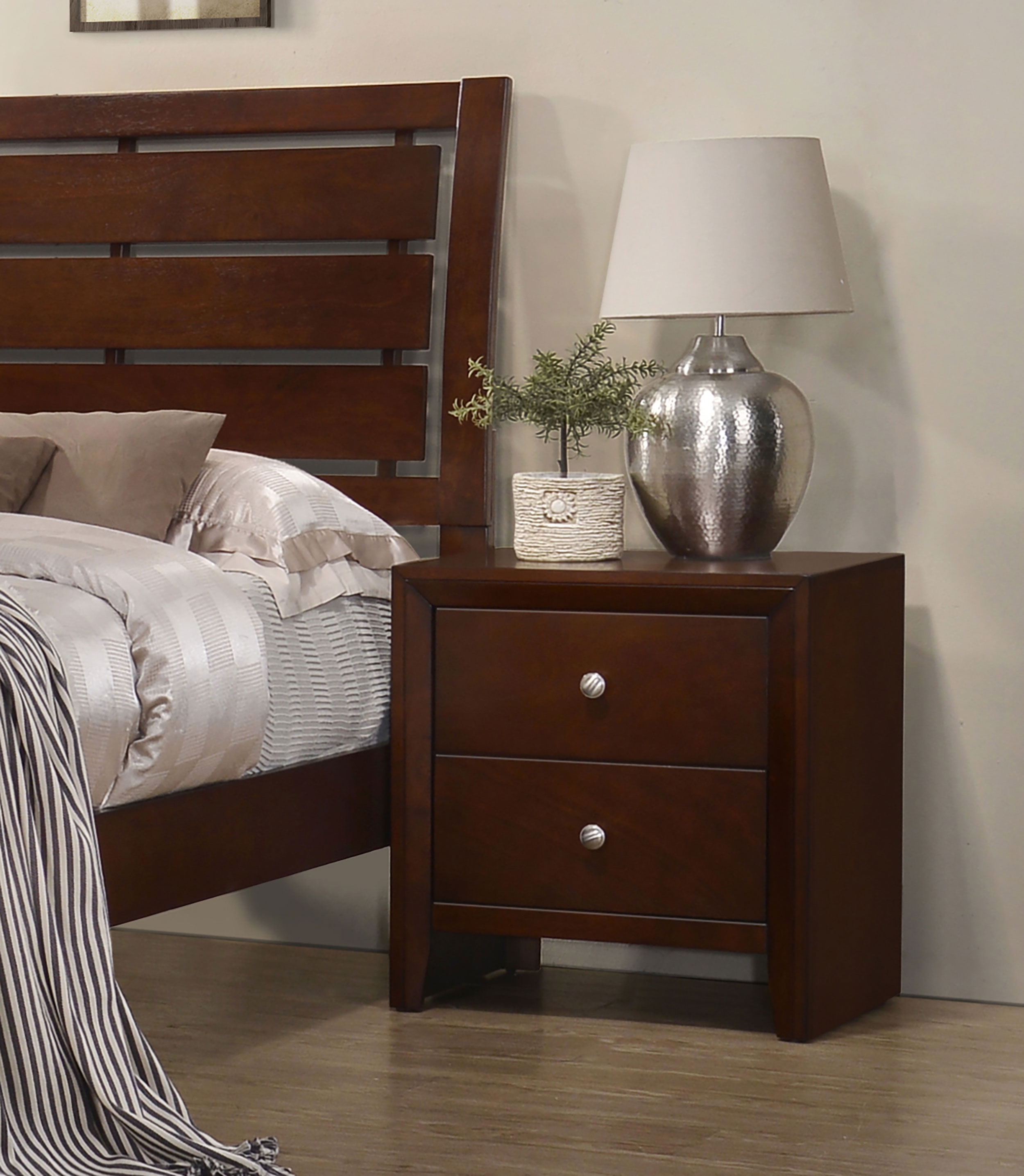 Serenity Wood Nightstand w/2 Drawers