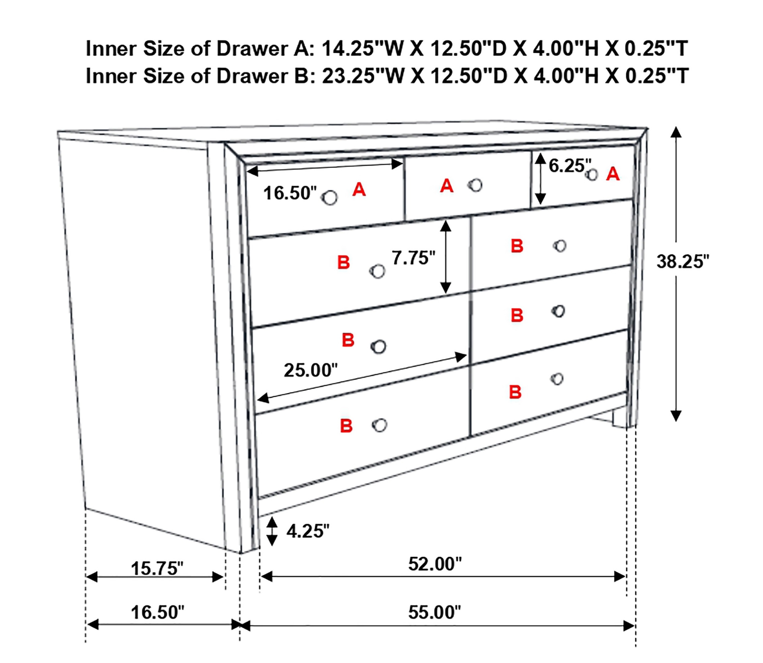 Serenity Wood Dresser w/9 Drawers
