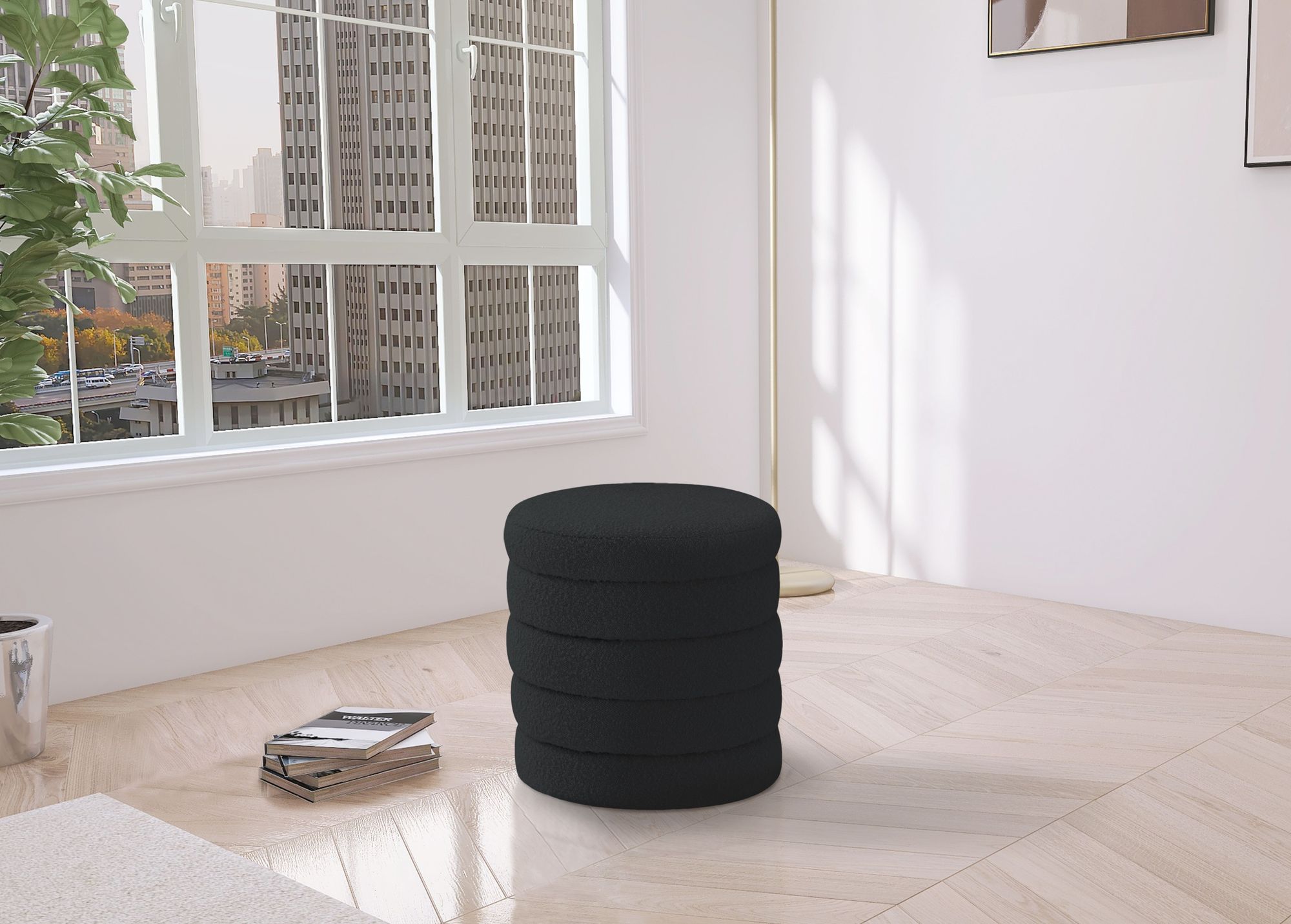 Aphia Boucle Fabric Ottoman/Stool