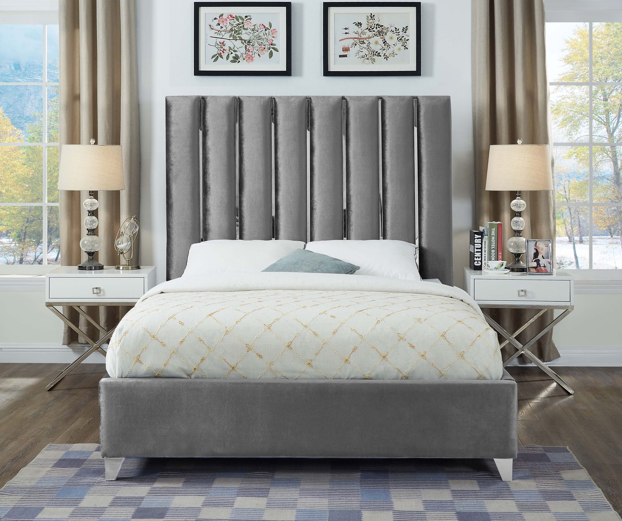 Enzo Velvet King Size Bed