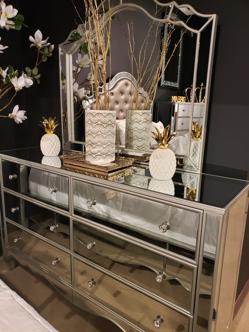 Eliora Mirror/Wood Double Dresser w/6 Drawers