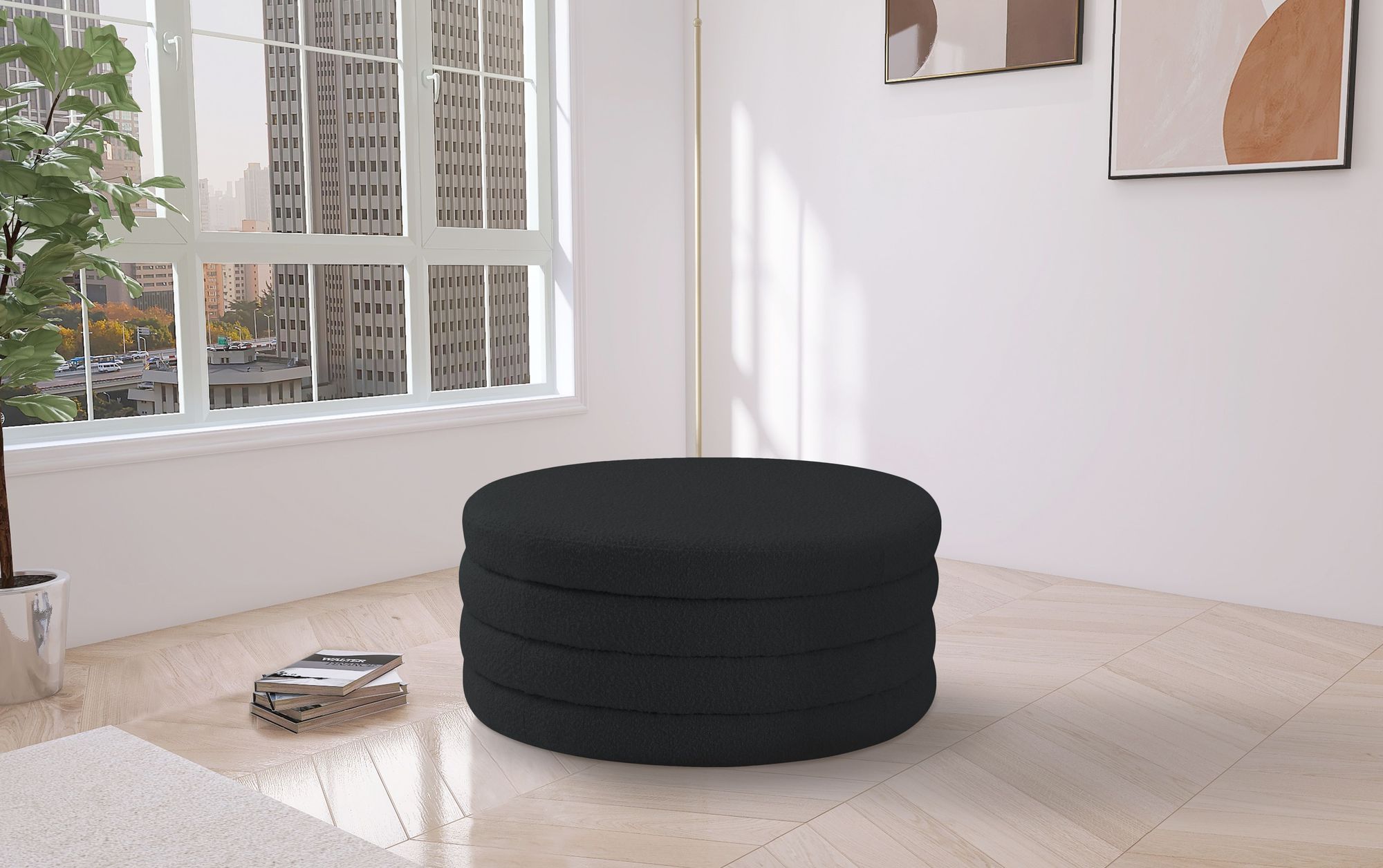Aphia Boucle Fabric Ottoman/Coffee Table